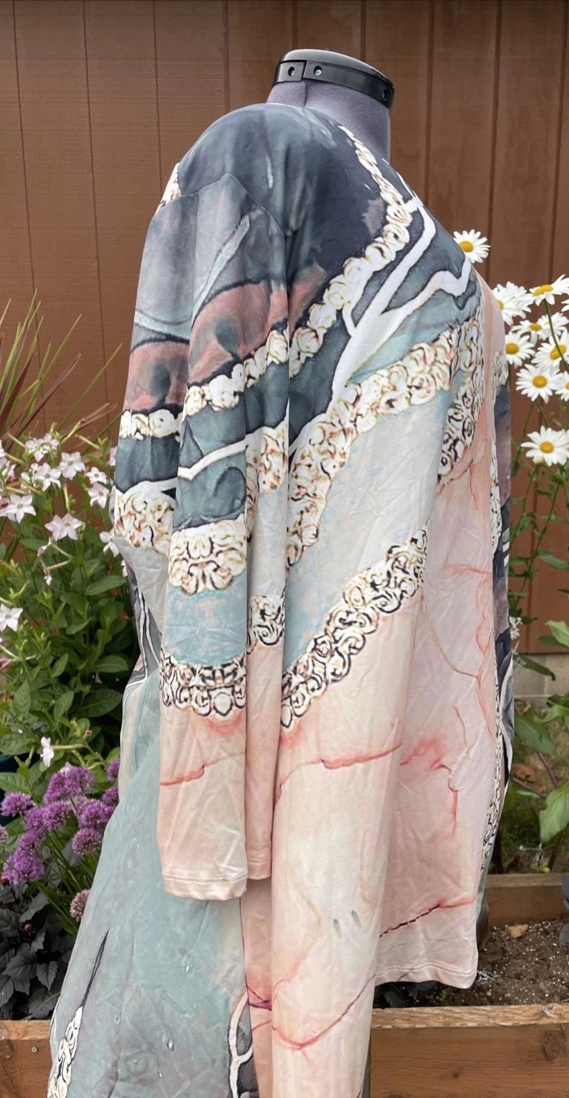 Emery Rose Boho 4X Tunic Dress NWT Outlander Marble Print Peach Grey Geode Print