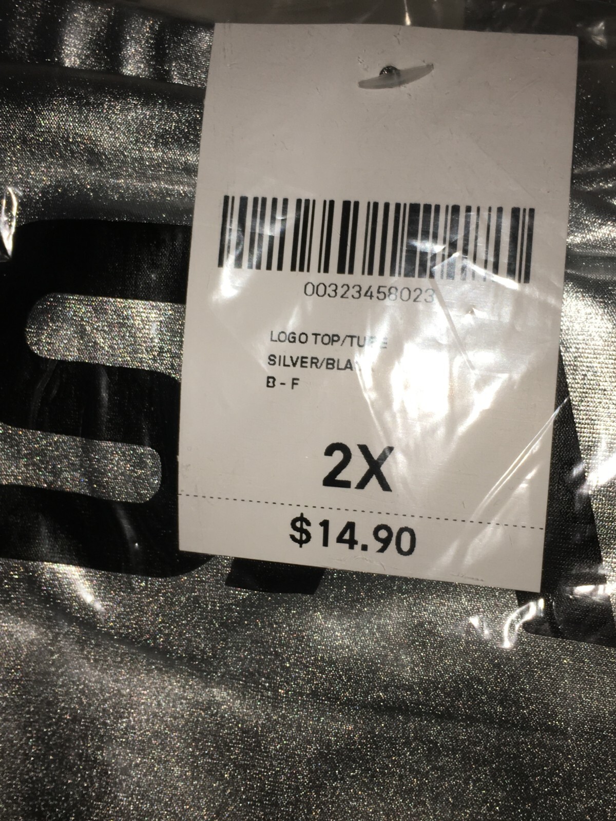 LADIES PLUS SIZE 2X FOREVER 21 NASA LOGO TUBE TOP SILVER BLACK NEW W/TAGS
