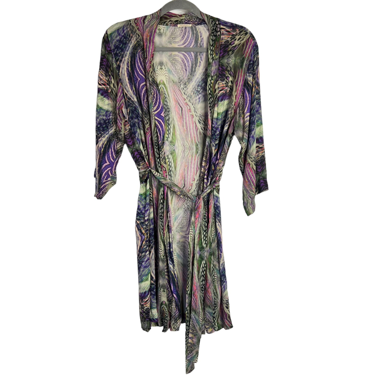 Catherines Women’s Large Kimono Open Robe Light Cardigan Art To Wear Boho Artsy