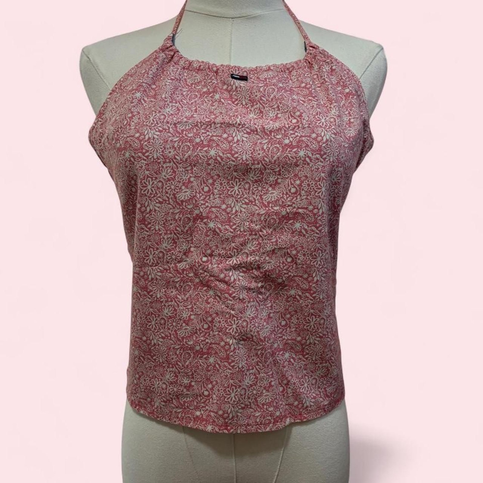 Y2K Tommy Jeans Tommy Hilfiger Denim Paisley Reversible Halter Top 100% Cotton