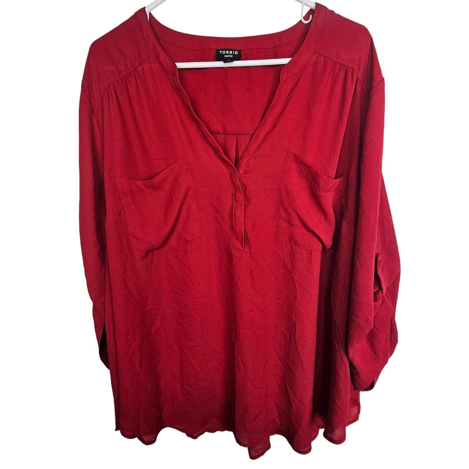 Torrid Harper Blouse Sz 3X Classic Office Siren Corpprate Chic Holiday Christmas