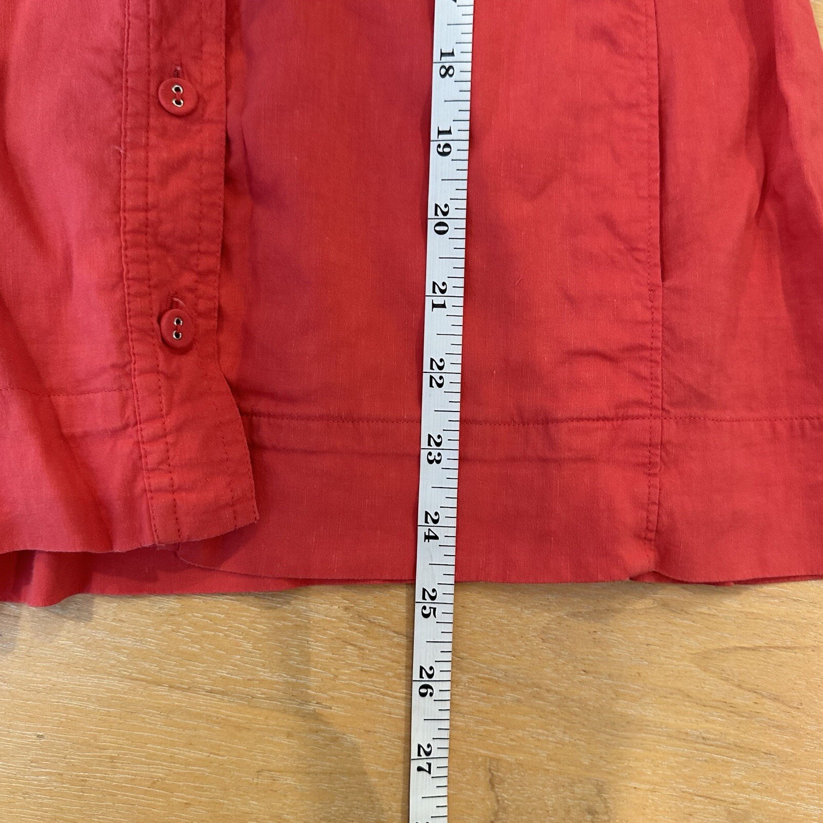 Eileen Fisher Top Womens Red Stretch Linen Blend Button Boho Lagenlook Sz S