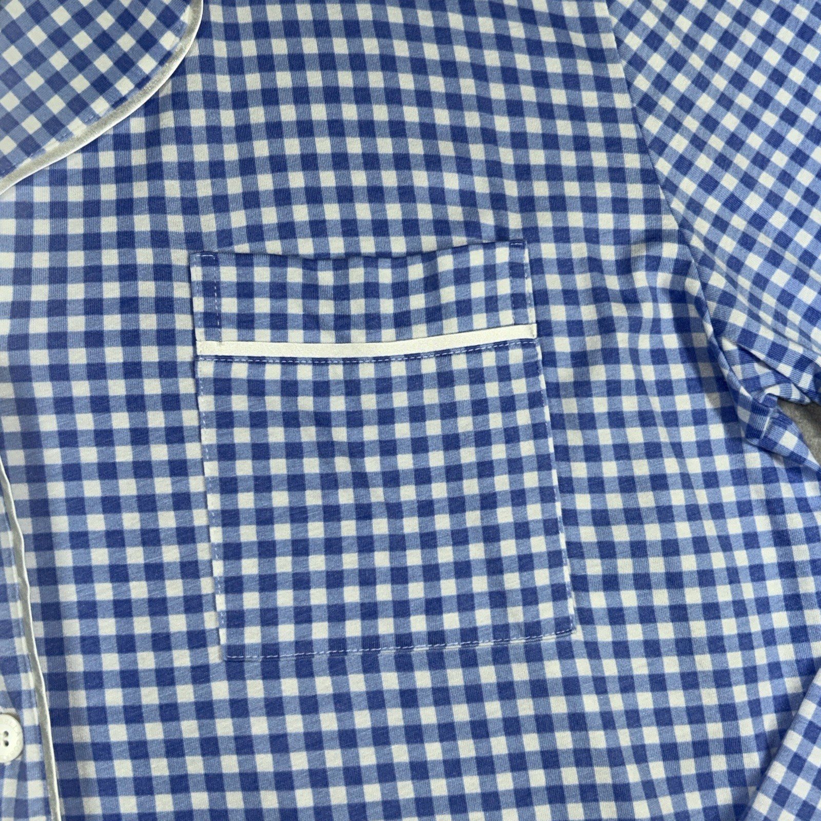 Cosabella Sleep Coverup Check Women’s 2XL Button Up 40” Long Blue White