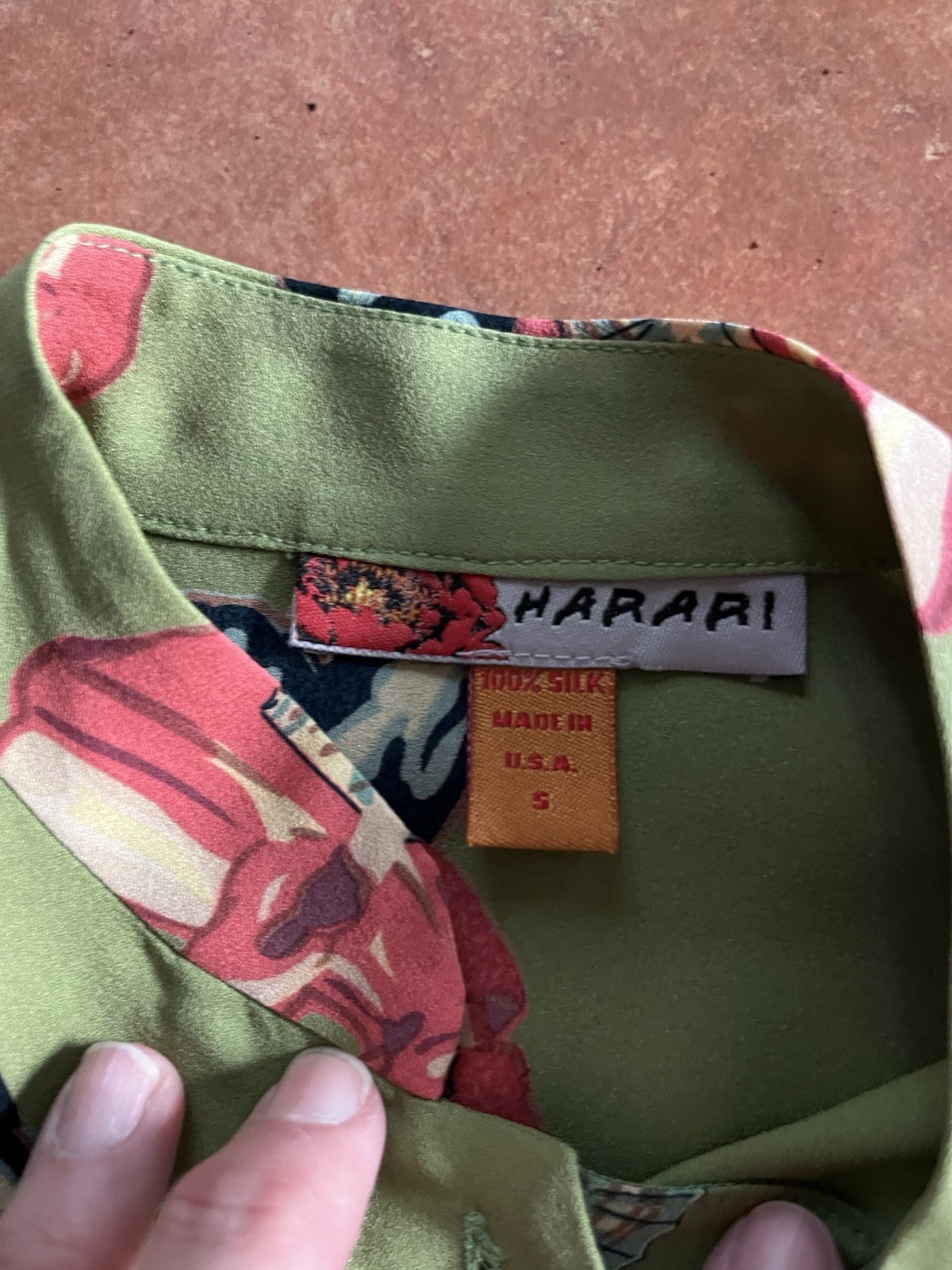 Harari Blouse Top Womens Small 100% Silk Asian Japanese Art To Wear “Fan Dancer”