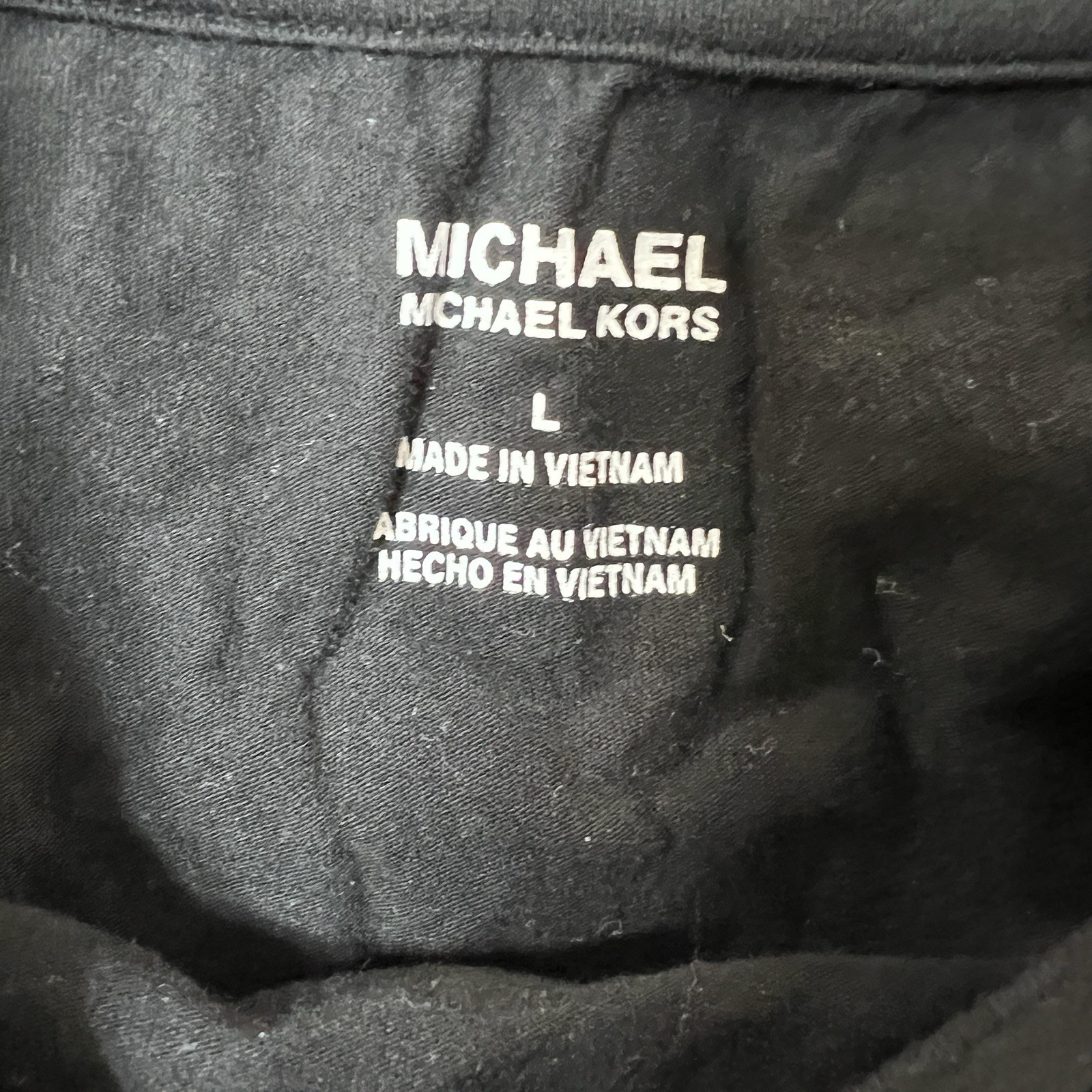 Michael Kors Logo Tshirt Women’s L Black Rhinestone Logo Designer Modern