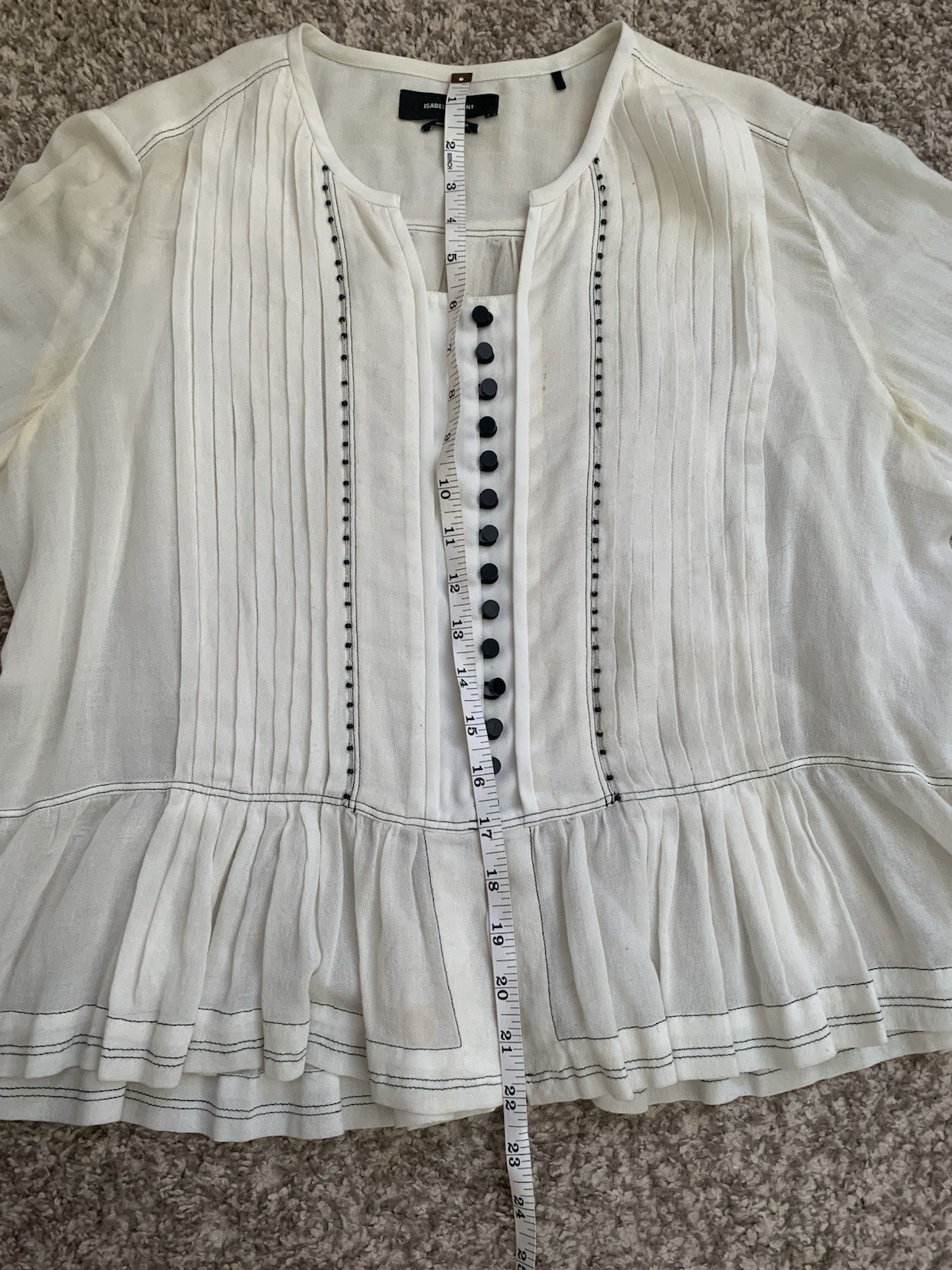 ISABEL MARANT $630 Cotton Muslim Gauze Semi Sheer Popover Blouse Top Size 42