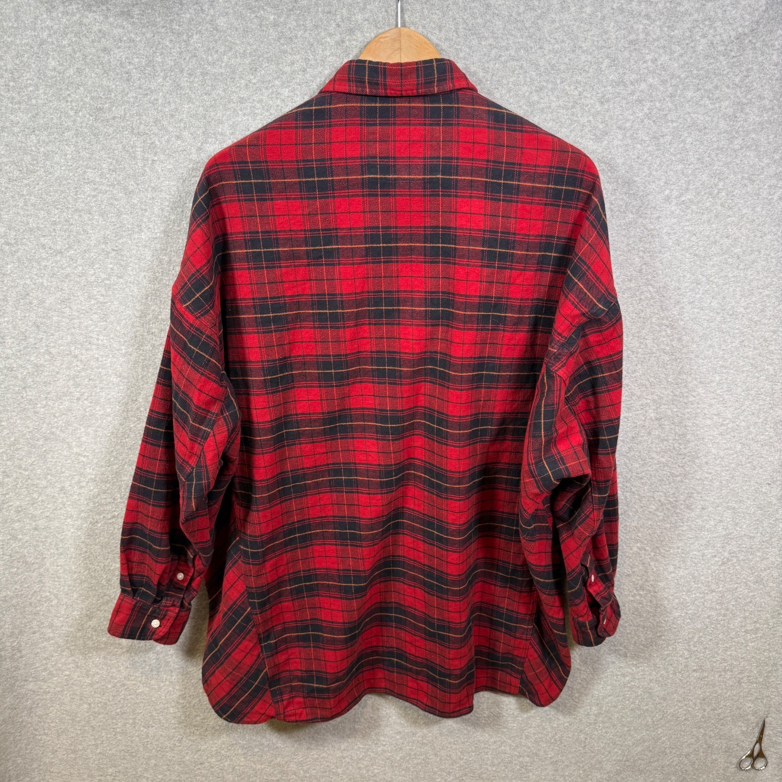 Frank & Eileen McLoghlin Red Plaid Flannel Shirt Sz XS/S Oversized