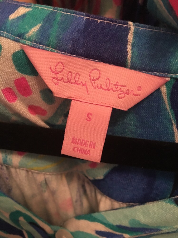 Lilly Pulitzer Elsa Top in Brilliant Blue/Aquatic Garden retail $88 Small