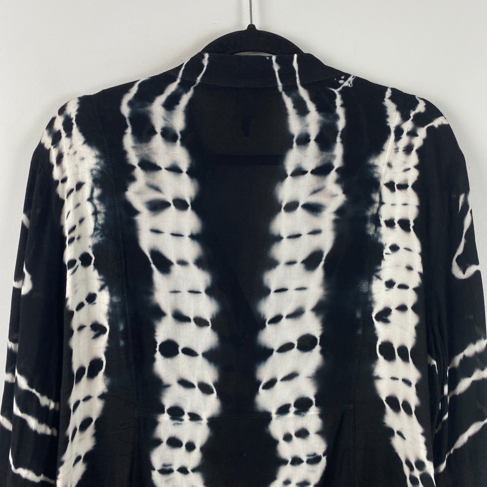XCVI Button-Up Tunic Top Size Large Black Tie Dye Sheer
