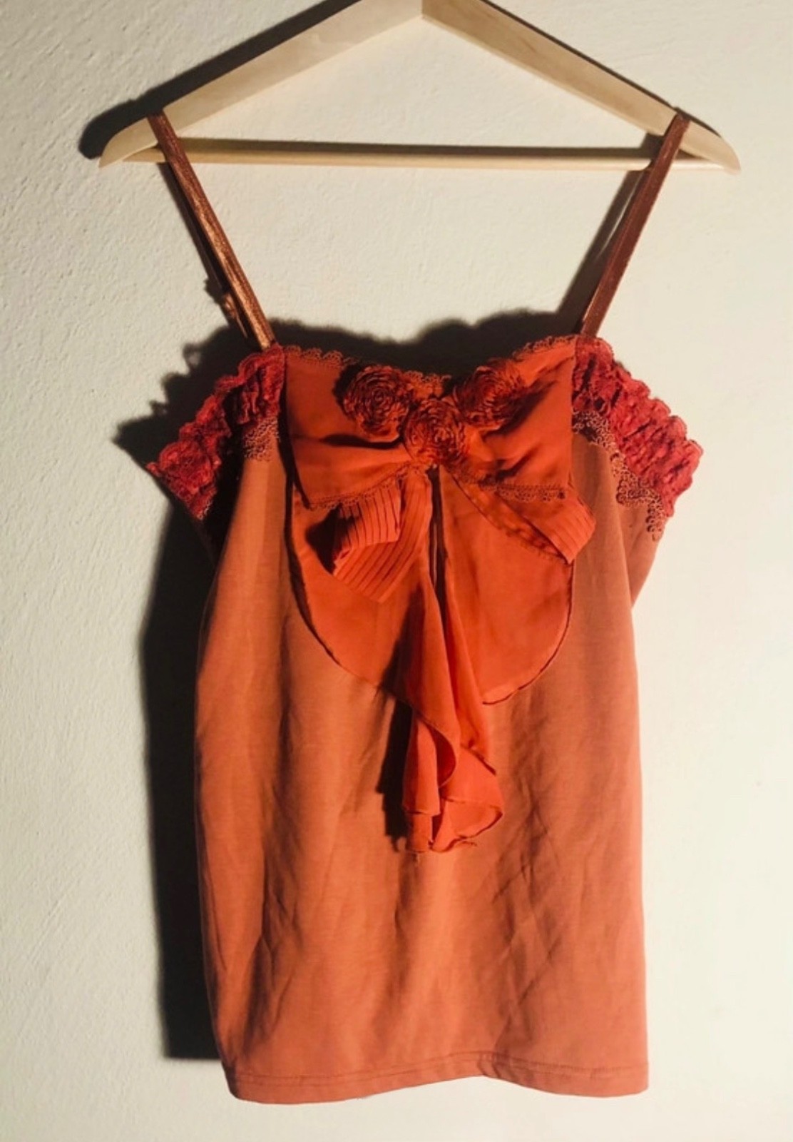 axes femme Orange Camisole with Floral accents