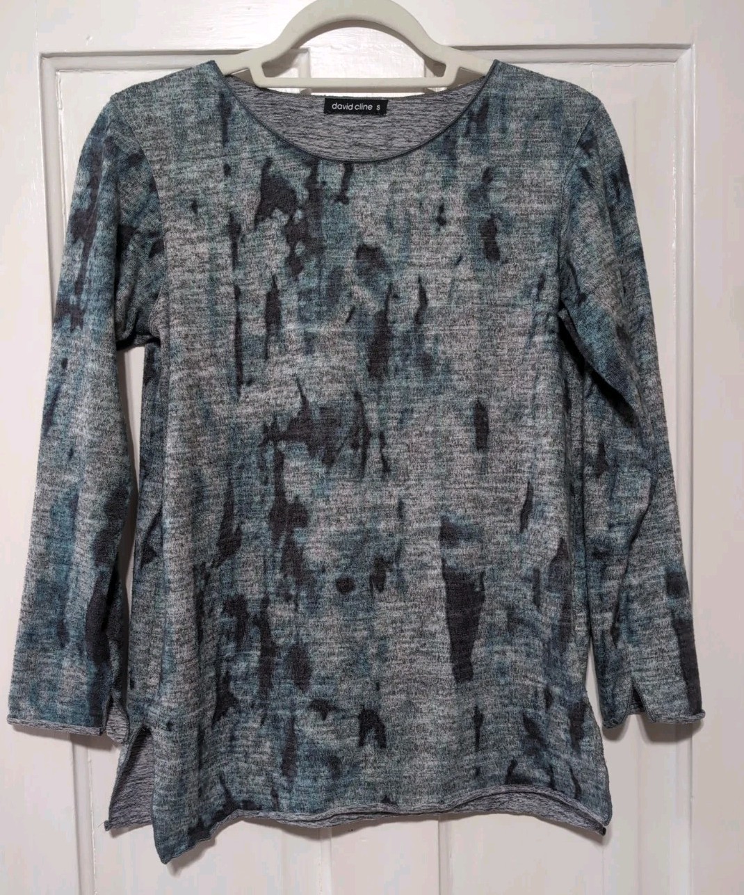 DAVID CLINE Abtract Artsy Teal Soft Woman’s S Boho(1540)B