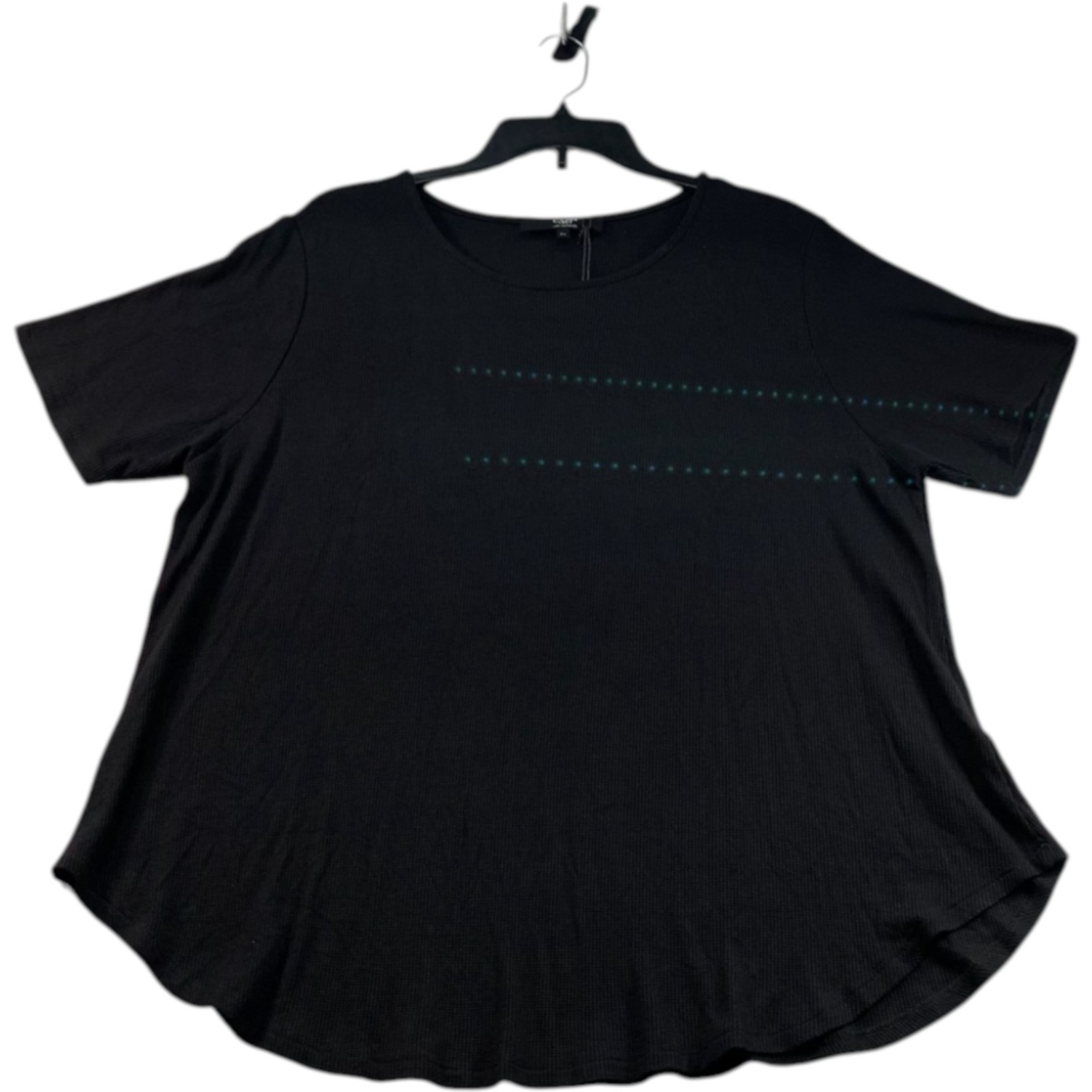 Coin 1804 Blouse Womens Size Plus Size 2X Black Short Sleeve Stretch New