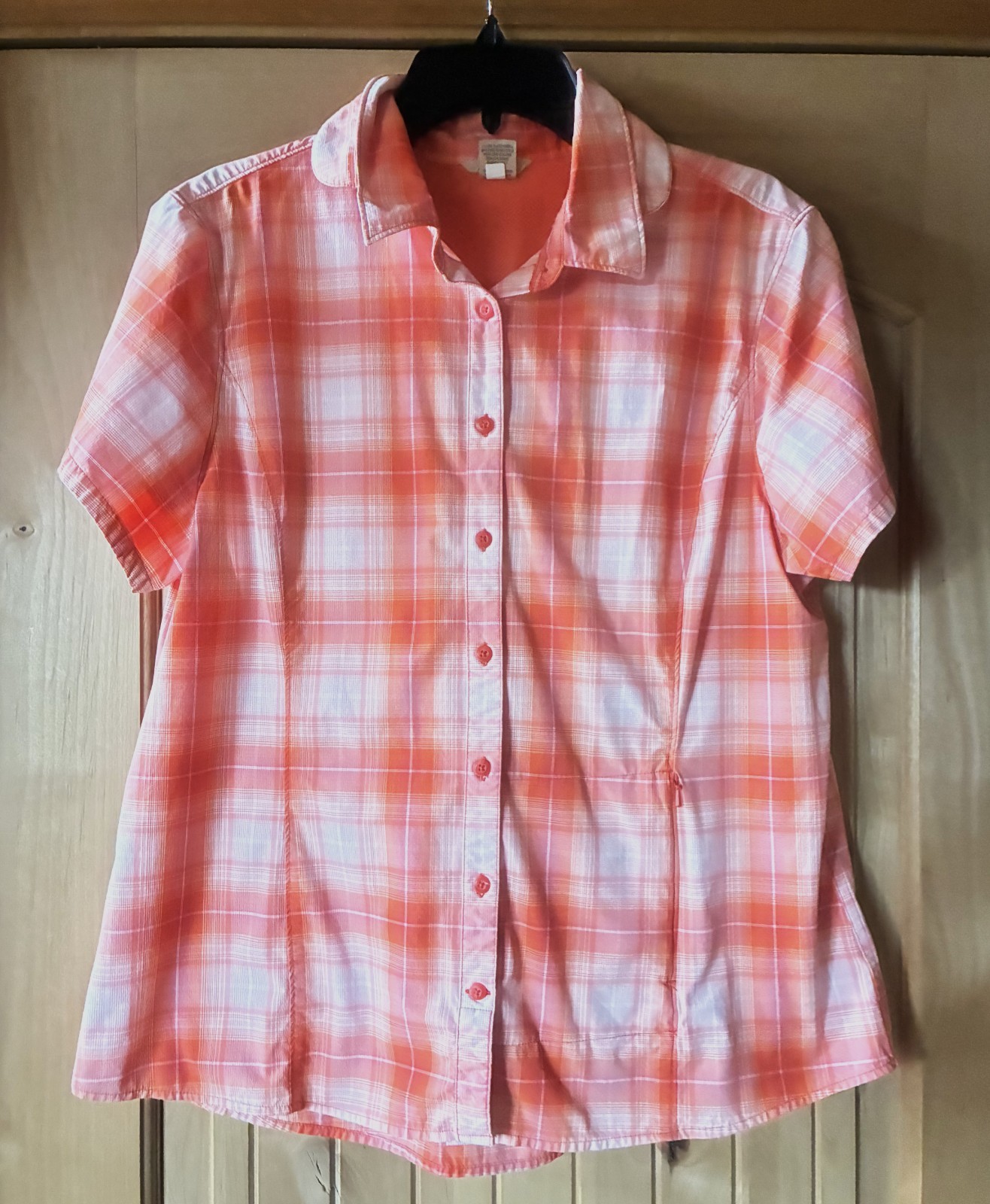 Womens Duluth Trading Co Nylon Blend Short Sleeve Vented Shirt XL Orange