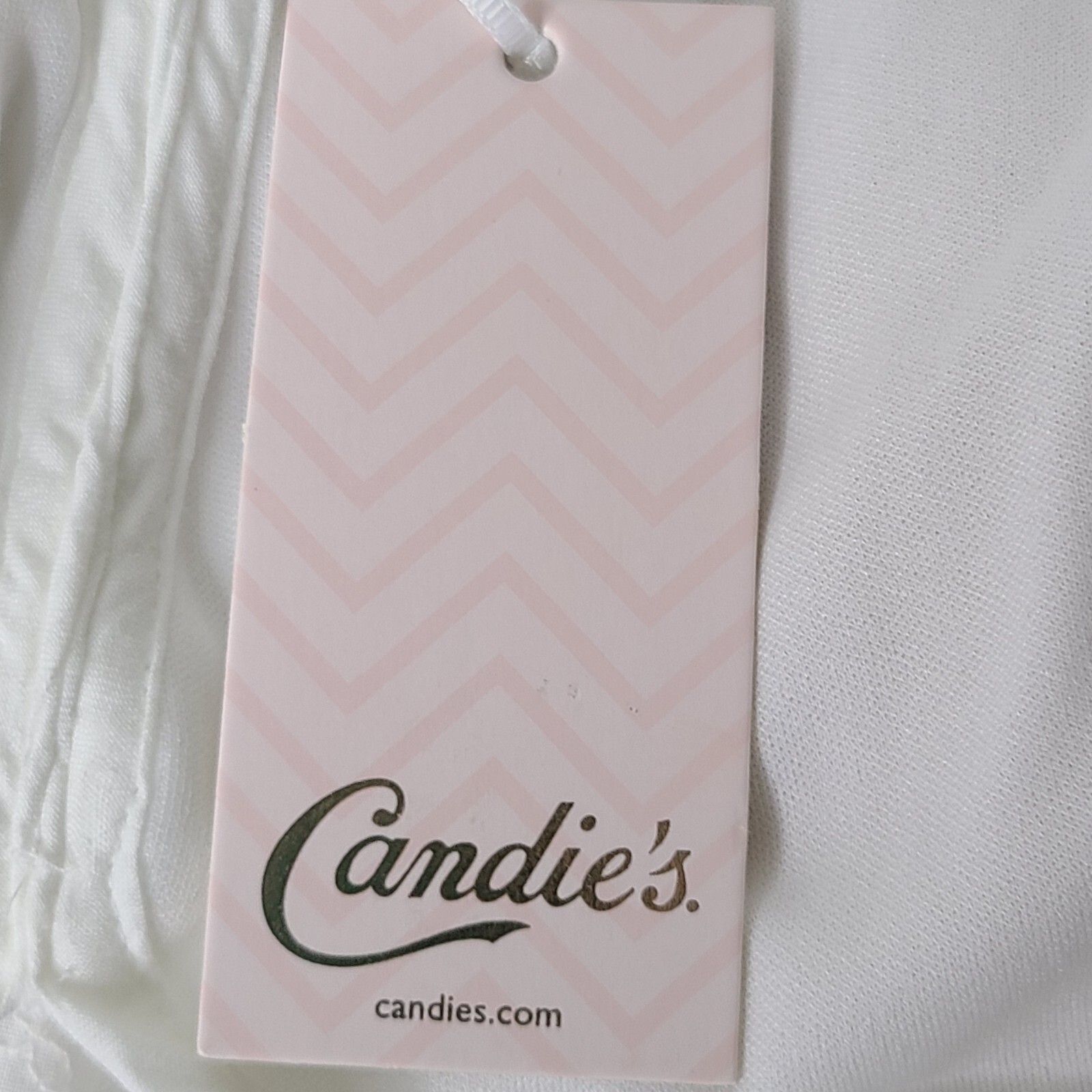 Candie’s Womens SZ L Tie-Front Ruffle Strap White Eyelet Babydoll Top New w Tag