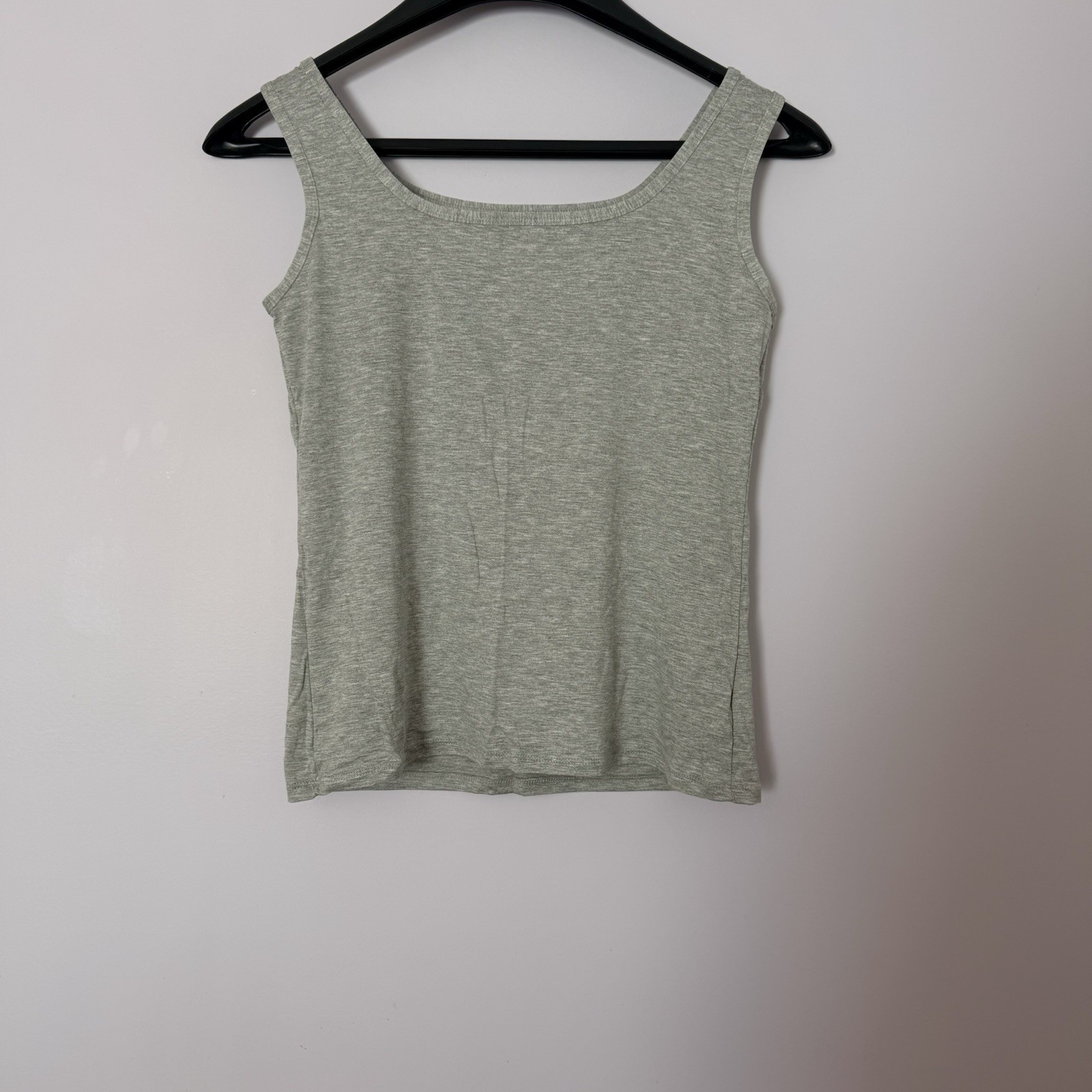 Black Gray White Beige Solid Scoop Neck Sleeveless Knit Viscose Elastane Tank XL