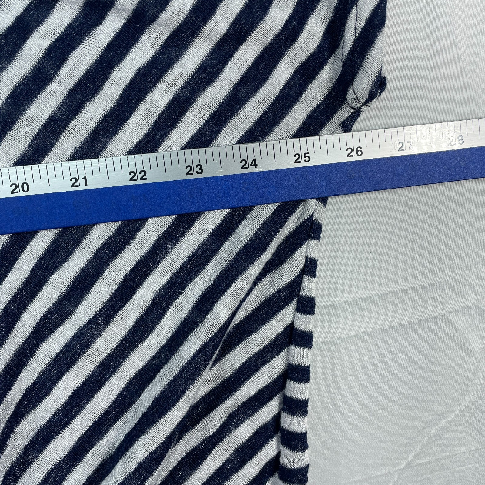 Coin 1804 Blouse Womens Plus size 3X Blue White Striped Vneck Knot Detail New
