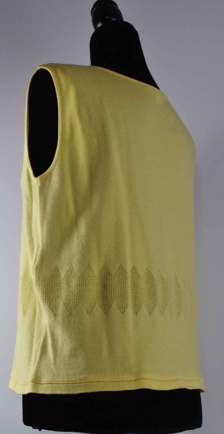 Escada Size 42 Yellow V Neck Sleeveless Knit Wool Nylon Top Base Layer Stretch