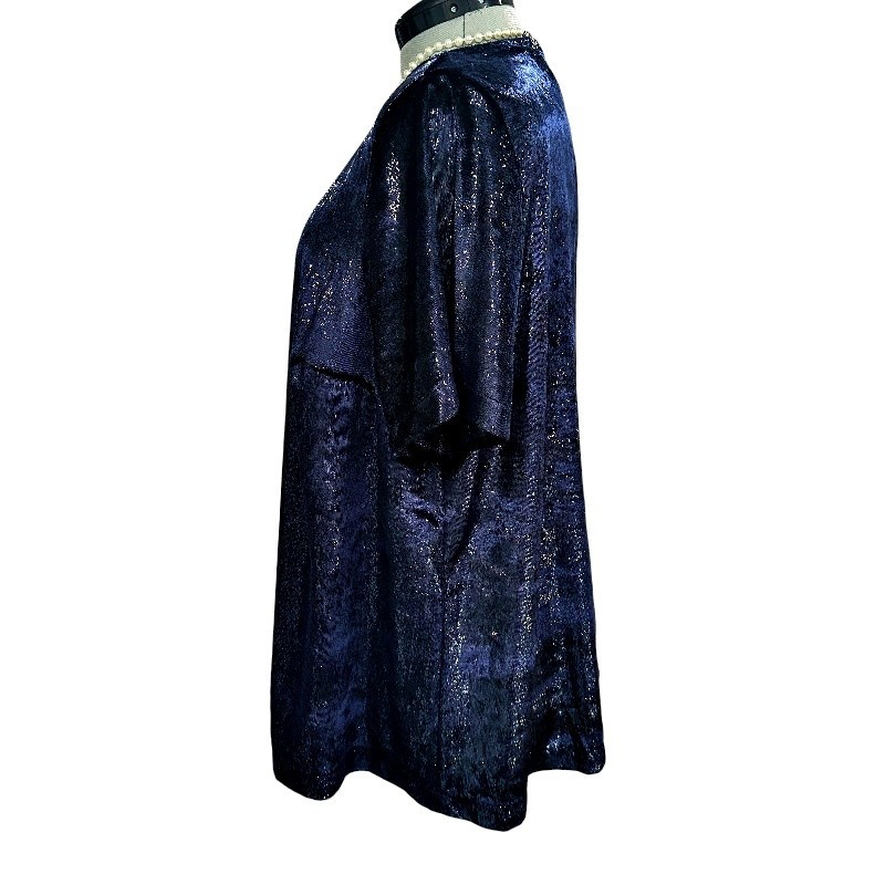 Lane Bryant 18 Midnight Navy Metallic Shimmer Velour Top Holiday Party Plus Size