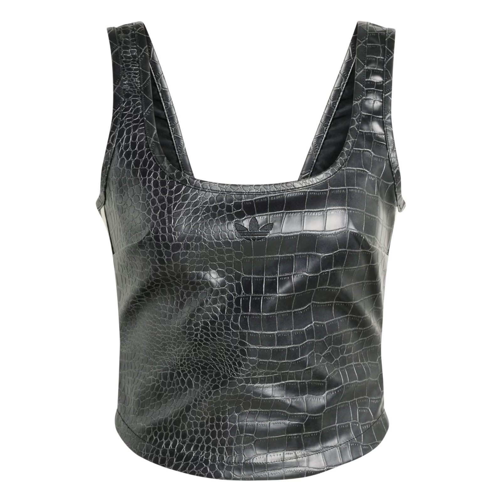 Women’s Adidas Originals Black Alligator Crocodile Embossed Pleather Corset New