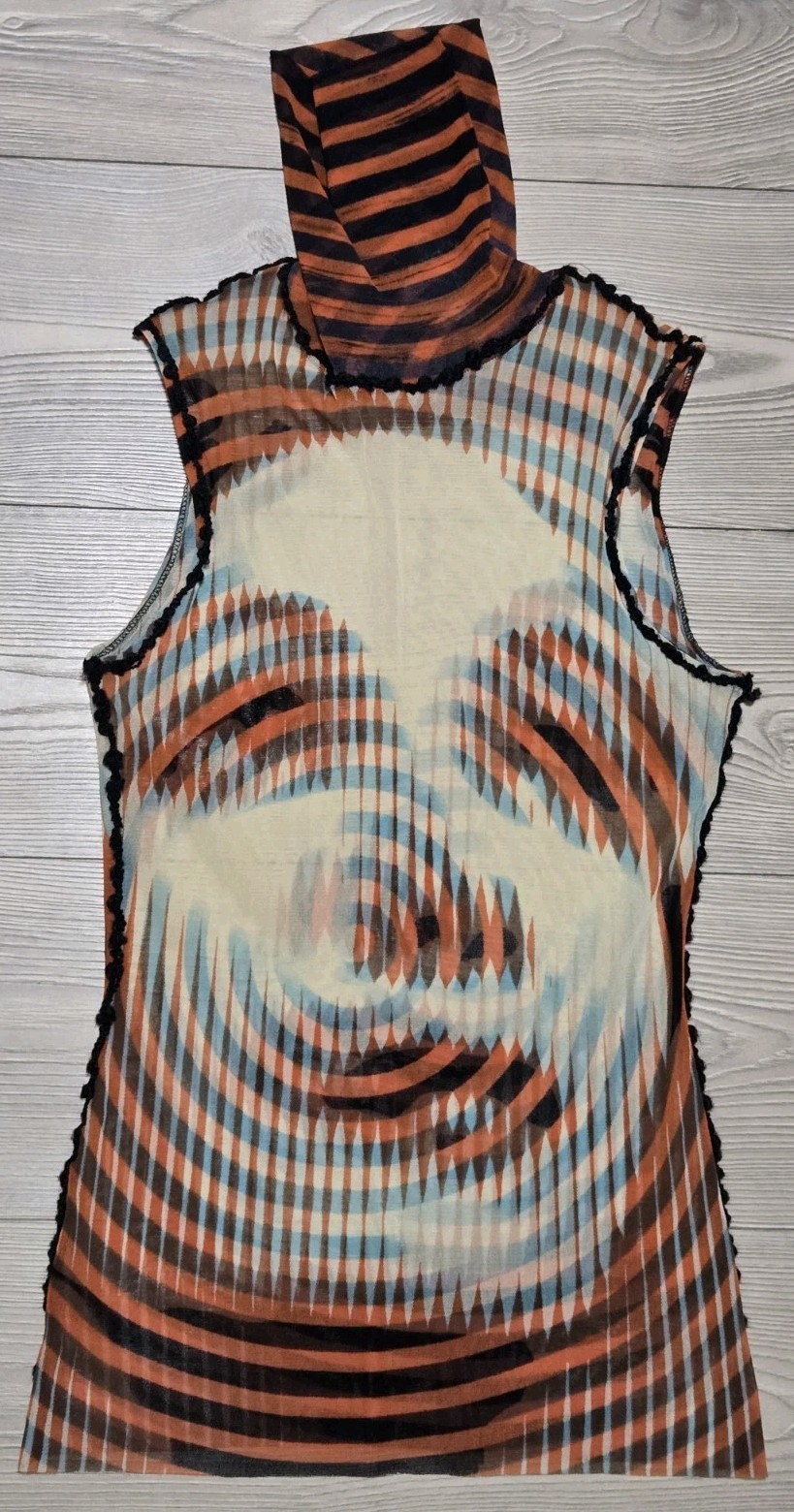 Jean Paul Gaultier Maille Femme Hypnotic Face Greta Garbo Turtleneck Top Large