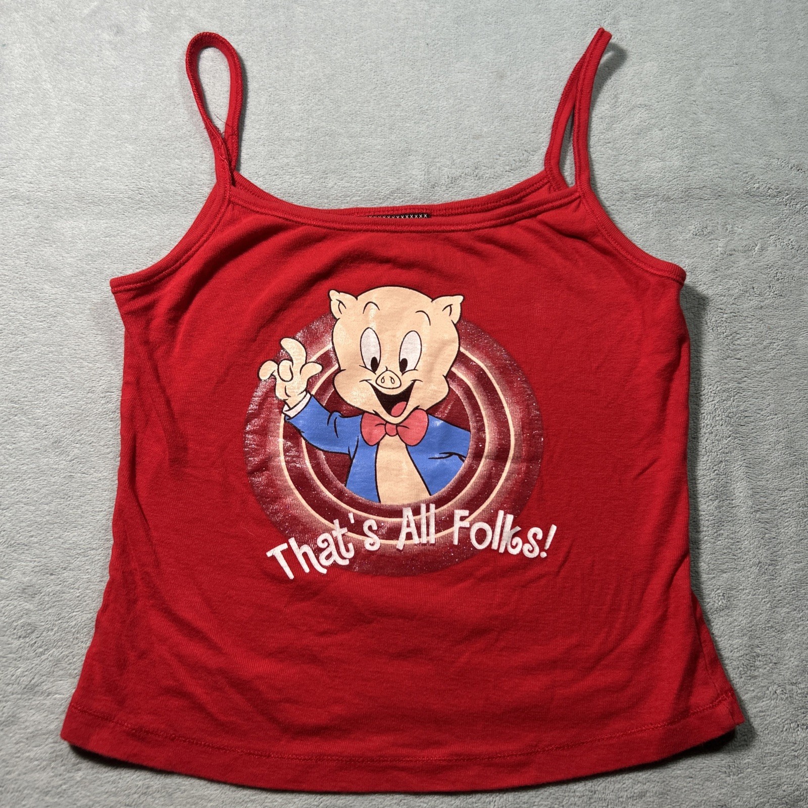 Y2k 2000s Loony Tunes Porky Pig Tank Top Shirt Youth Girls Small 7/ 8 Vintage