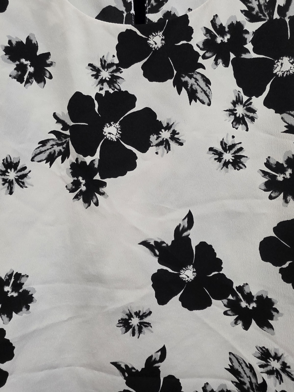 Whbm Size S Blk/wht Floral Scoop Sleeveless Layered Blouse