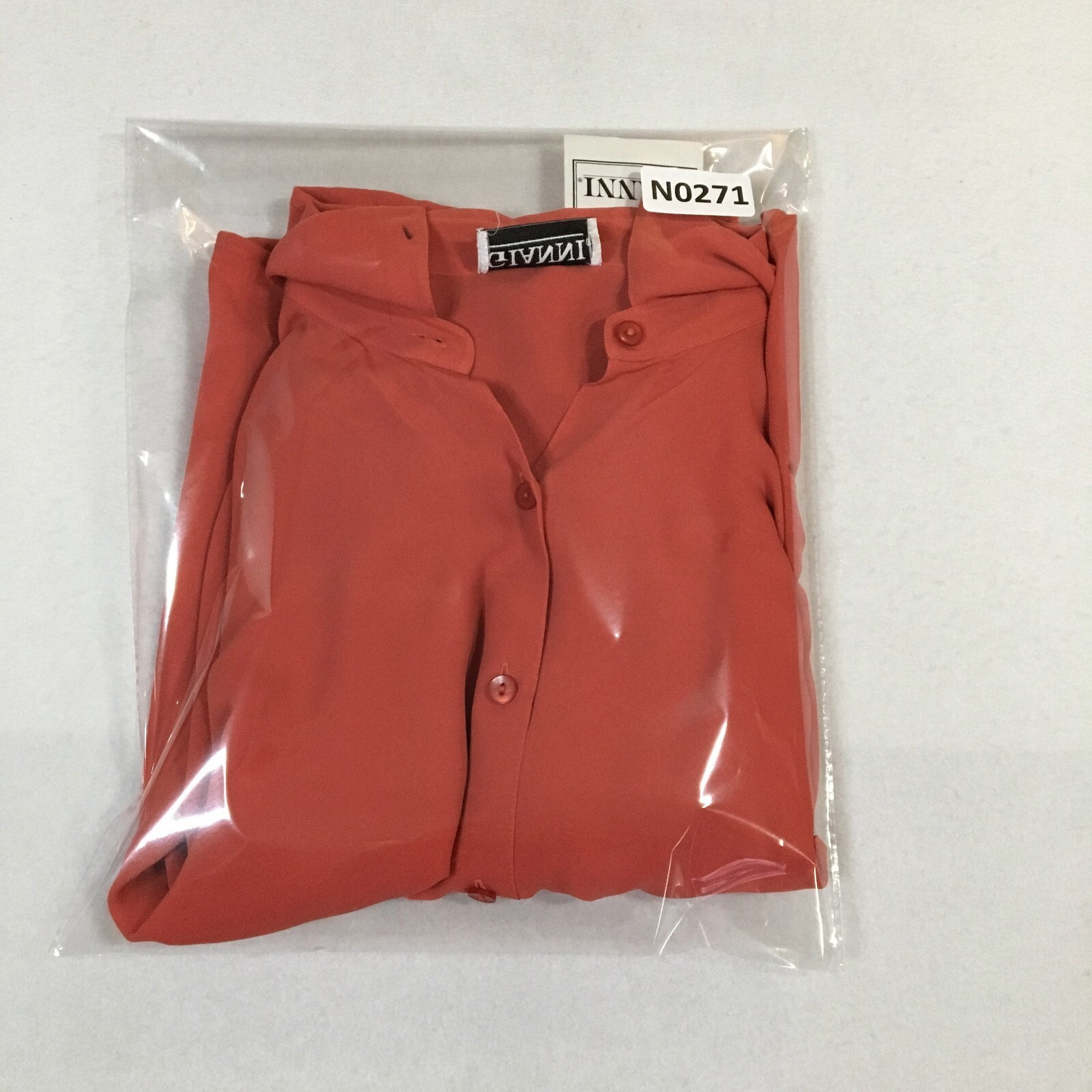 Gianni Womens Silk Top Sz 6 Salmon Color Button Up Shoulder Pads NWT $98