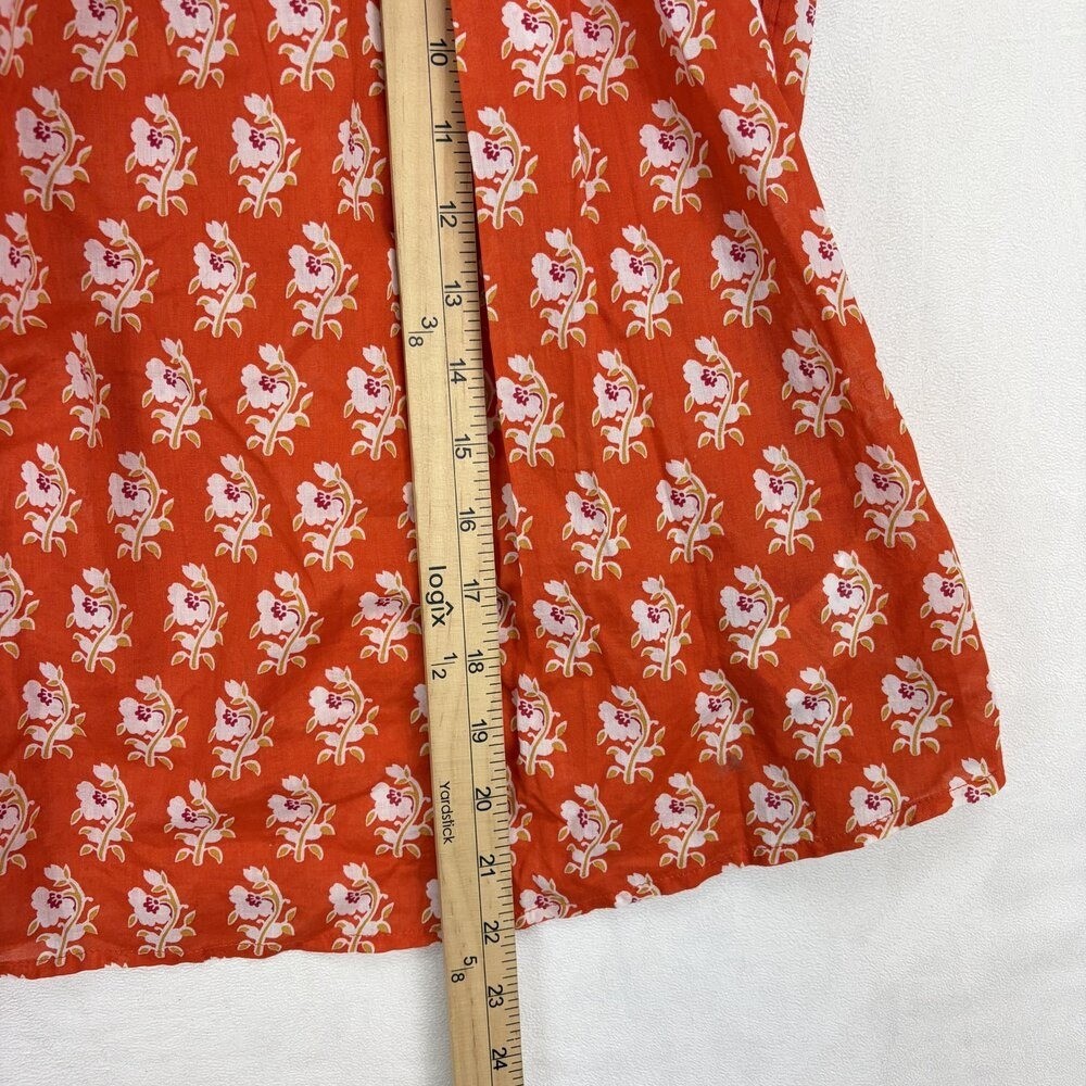 Nicole Miller Red Floral Tassel Smocked Tank Top M