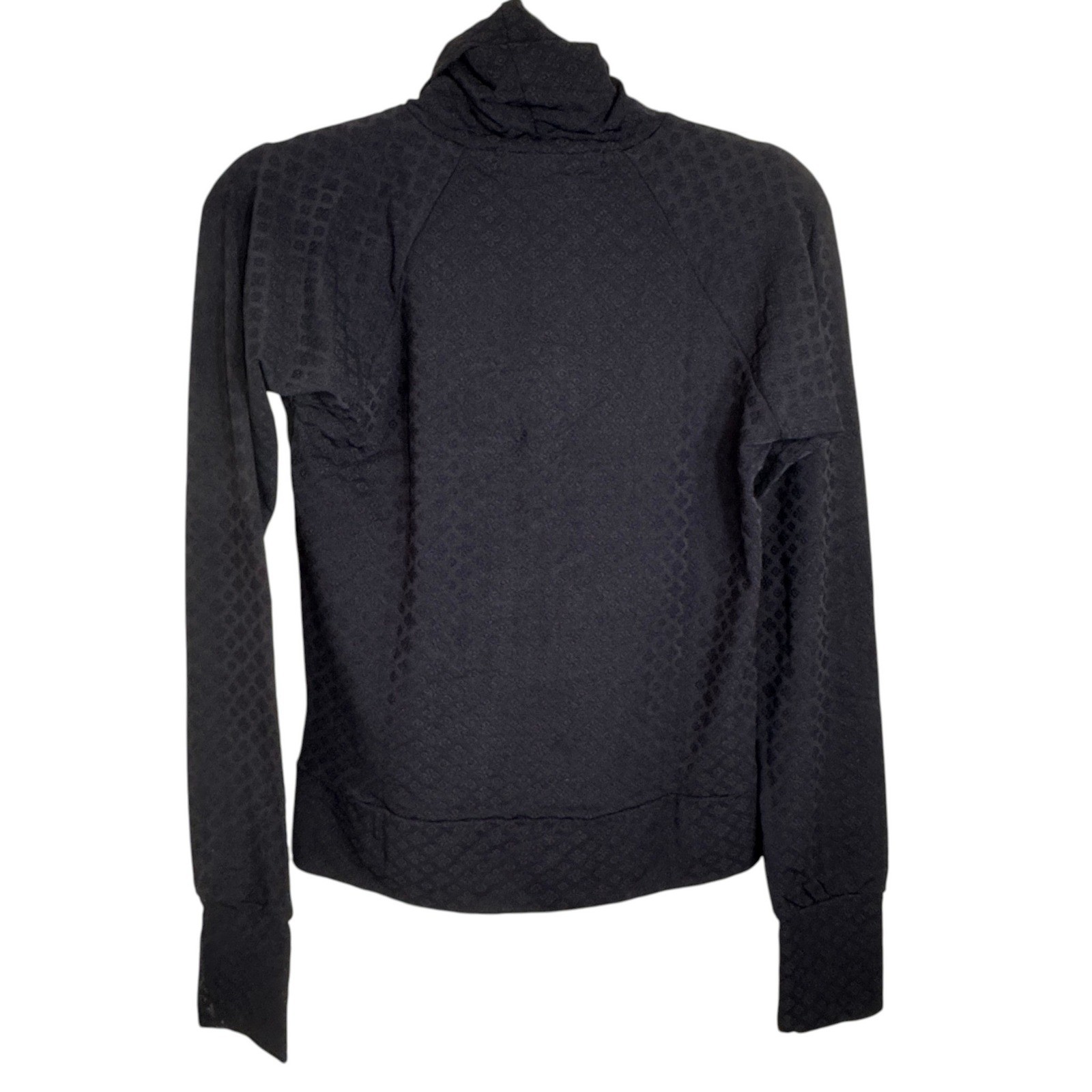 NEW Fitigues Black Textured Floral Turtleneck Top Womens Medium Vintage Y2K Goth