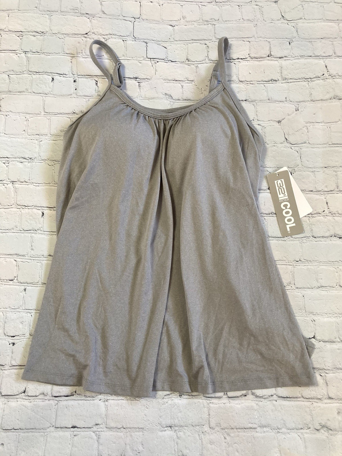 NWT 32 DEGREES Padded Camisole Built in Bra Cool Easy Comfort Ghost Gray Size S