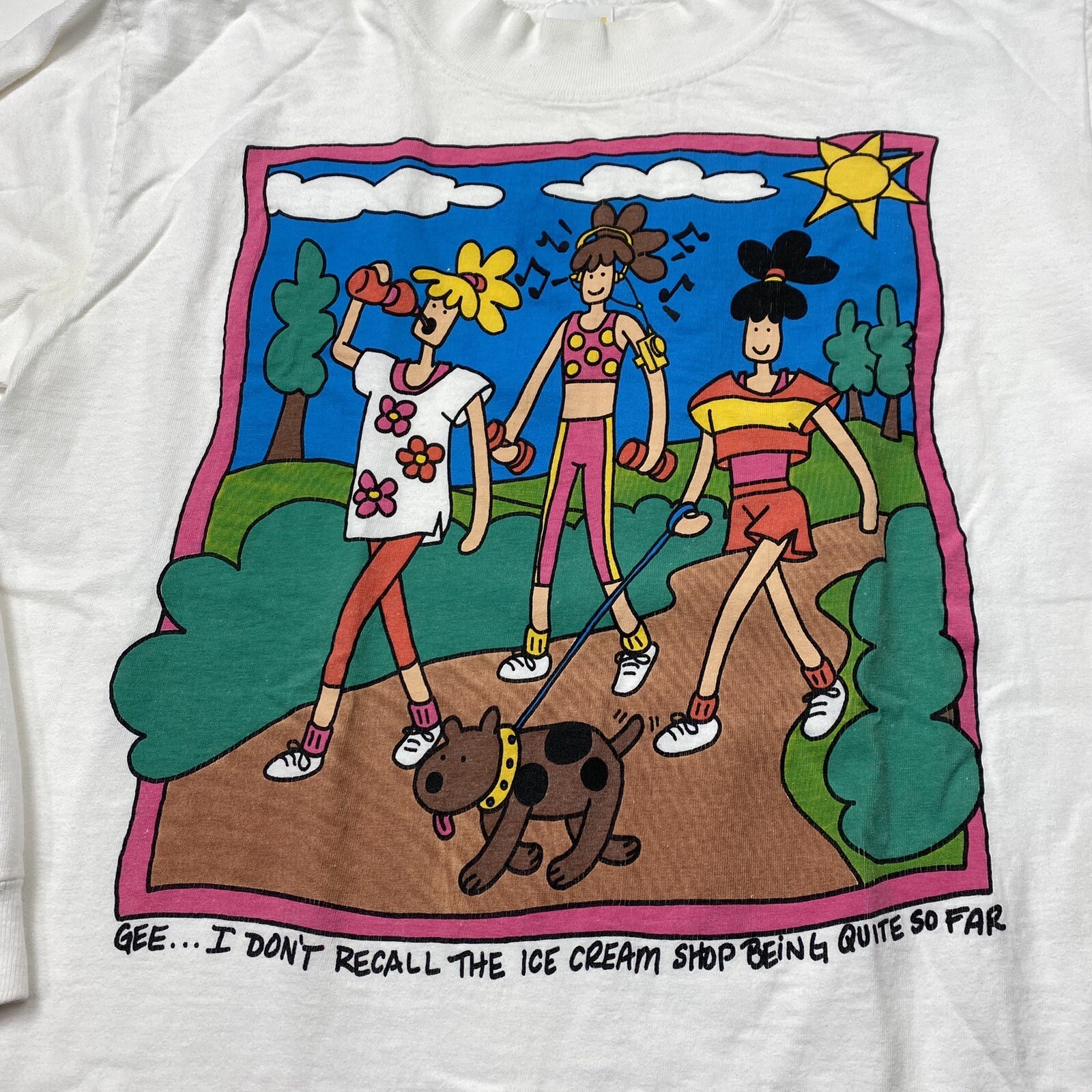 VTG 90’s Women’s Funny Parody Ice Cream Shop L/S T-Shirt Size Size M