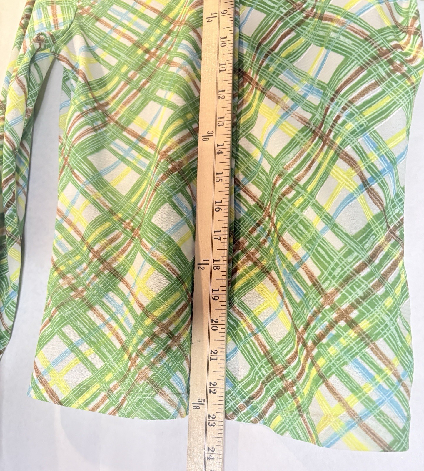 VTG Women’s Green Plaid Blouse Long Sleeve Button Top By Sisley Italy Size S/M