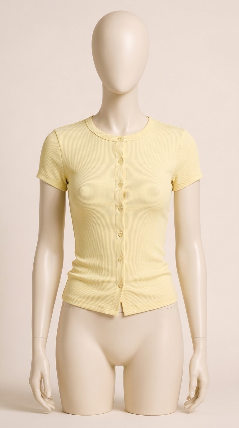 Hugcitar Women’s Yellow Crew Neck Short Sleeve Slim Fit T-Shirt Size S New