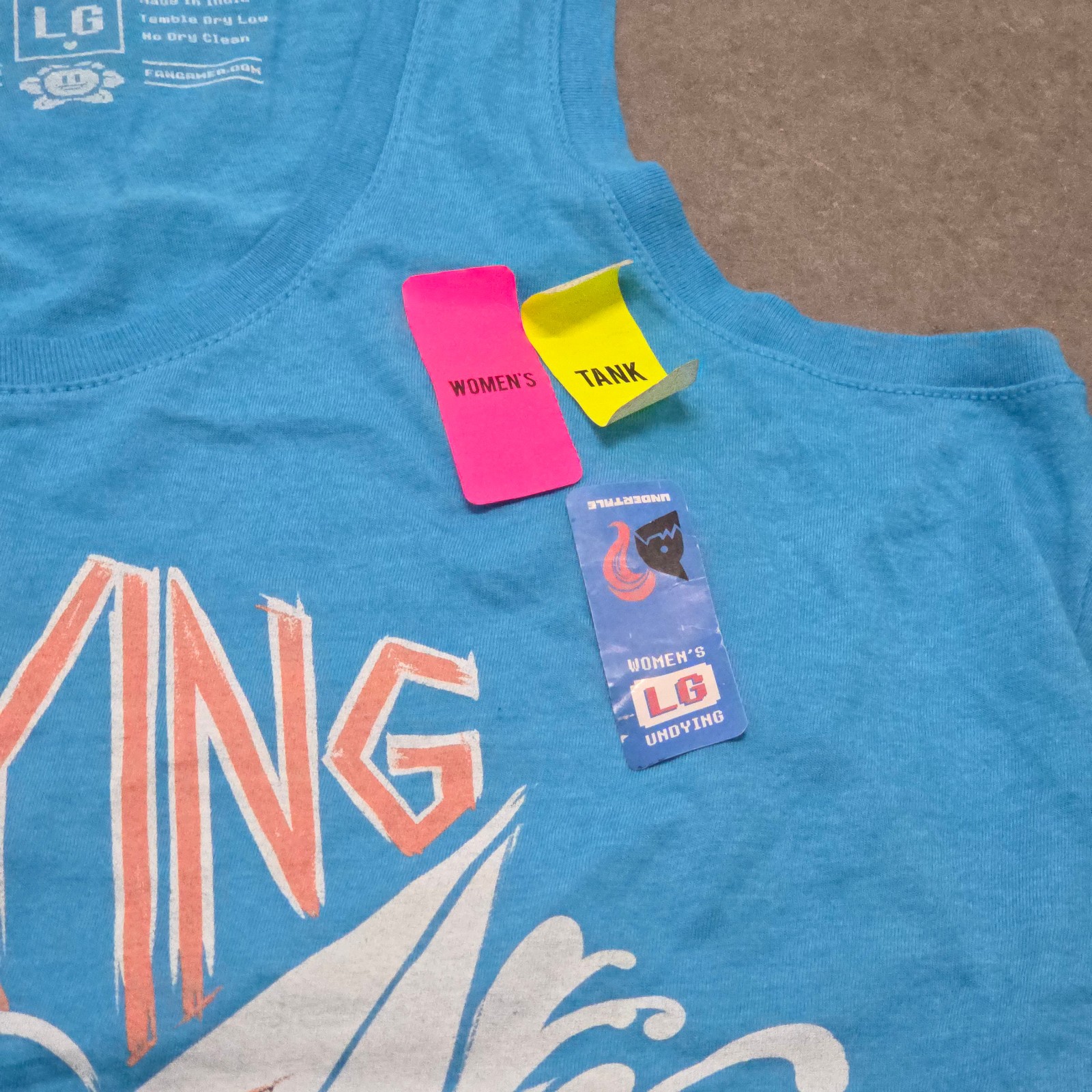 Undertale Undyne Undying Women’s Large L Tank Top Blue Poly Cotton