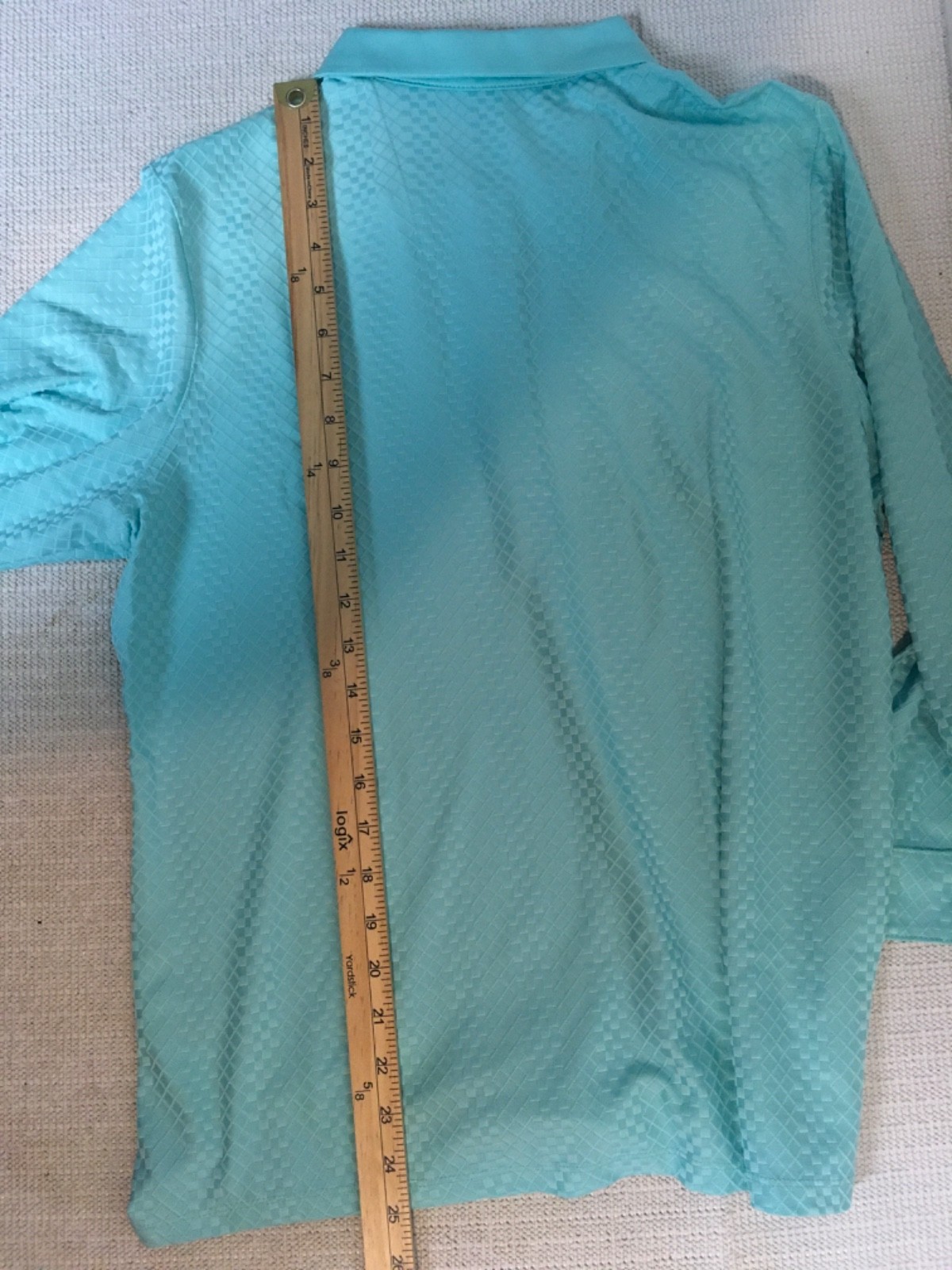 Lopez Top Women Size L Sea Green DeLux Dri 5 Buttons Below Collar 3/4 Sleeves