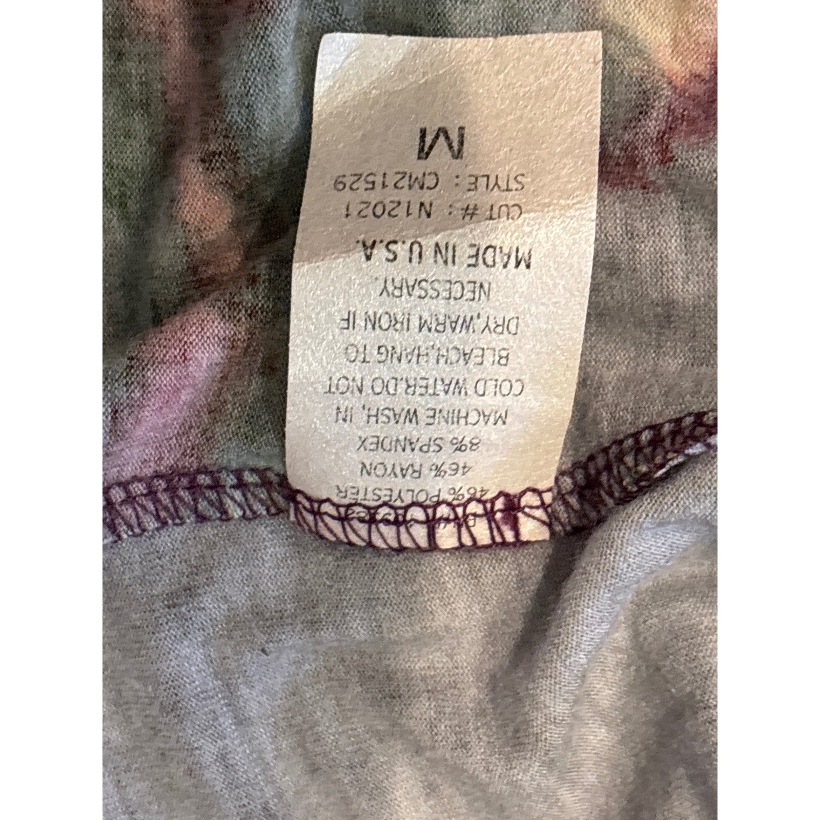 Julie’s Closet Floral Top Womens Medium Grey Purple Cap Sleeve V-Neck NWT