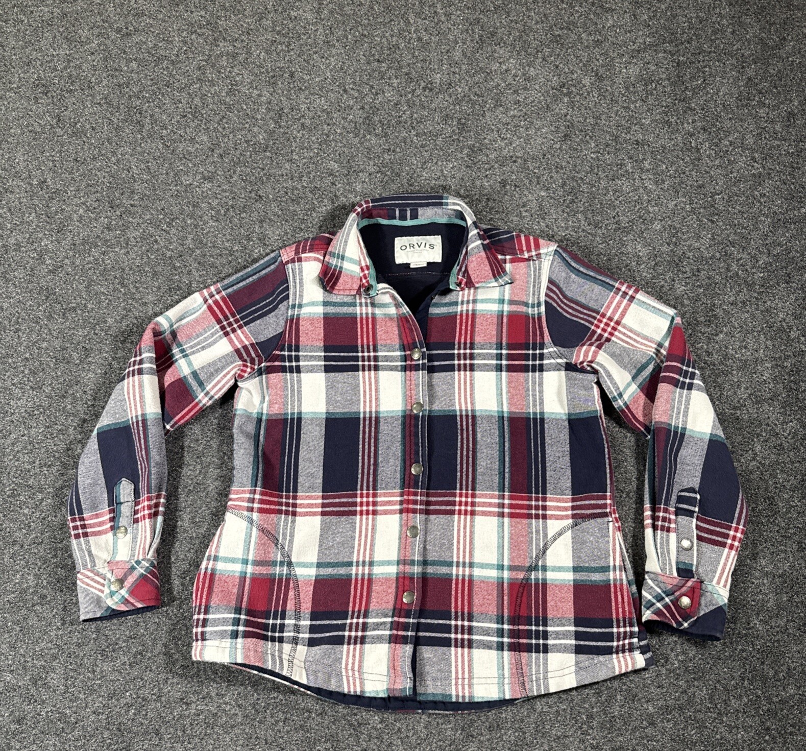 Orvis Pinnacle Fleece Lined Flannel Shirt Women’s Small Jacket Shacket Plaid