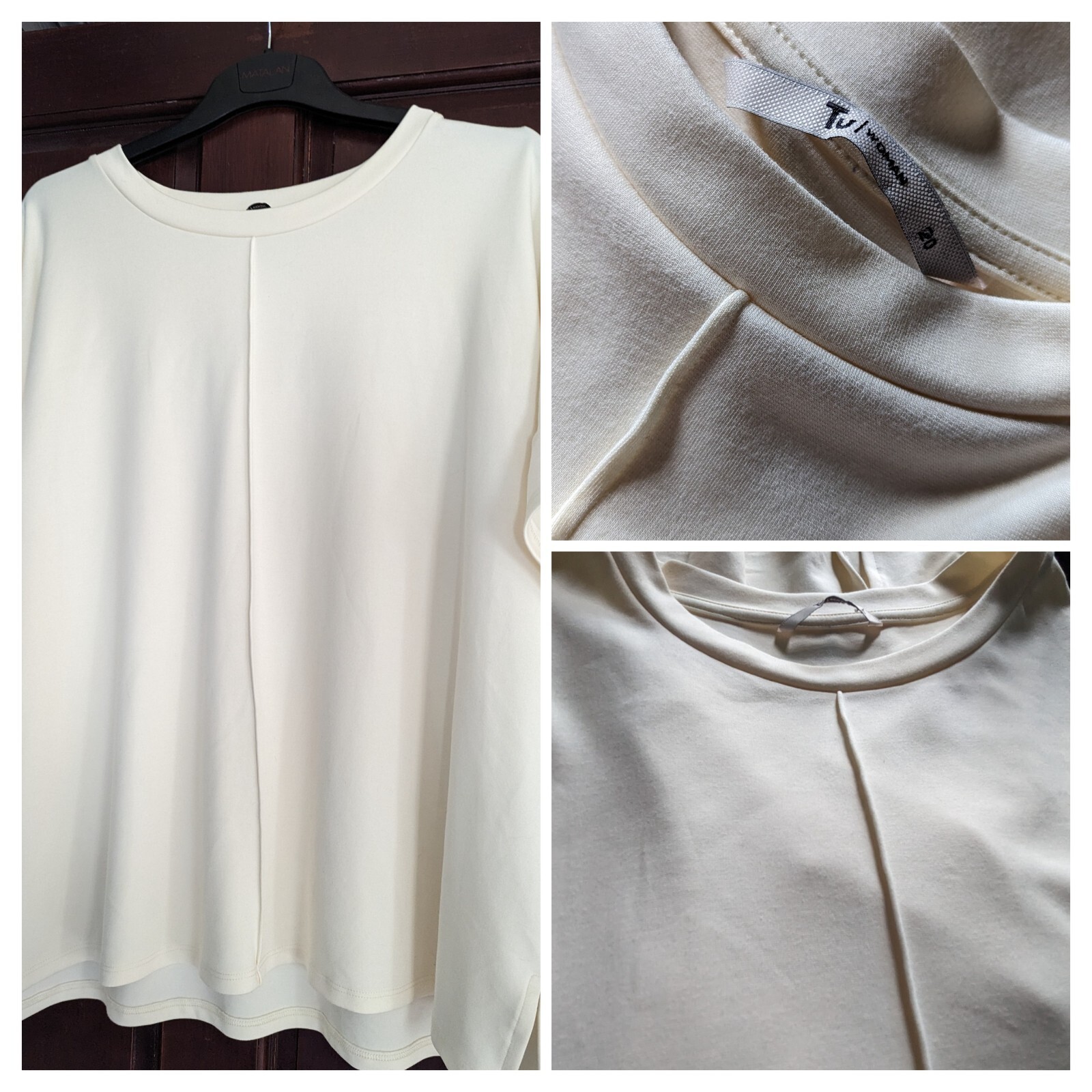 Women’s Top TU Woman Size 20 Ivory Cream Short Sleeve Blended Fabric
