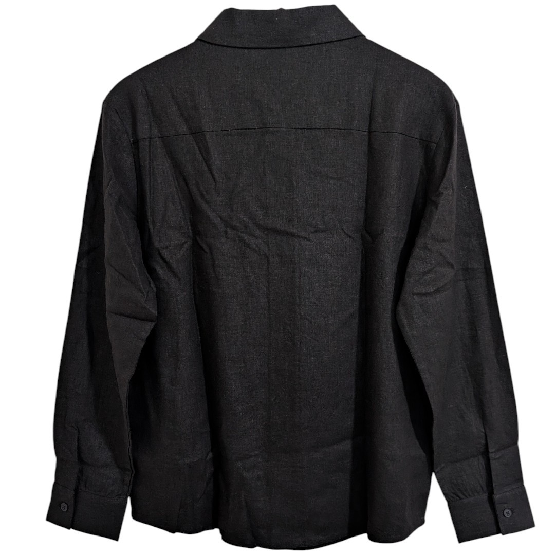 BYLT Premium Basics Women’s Black Linen Blend Button Down Shirt Small NWT