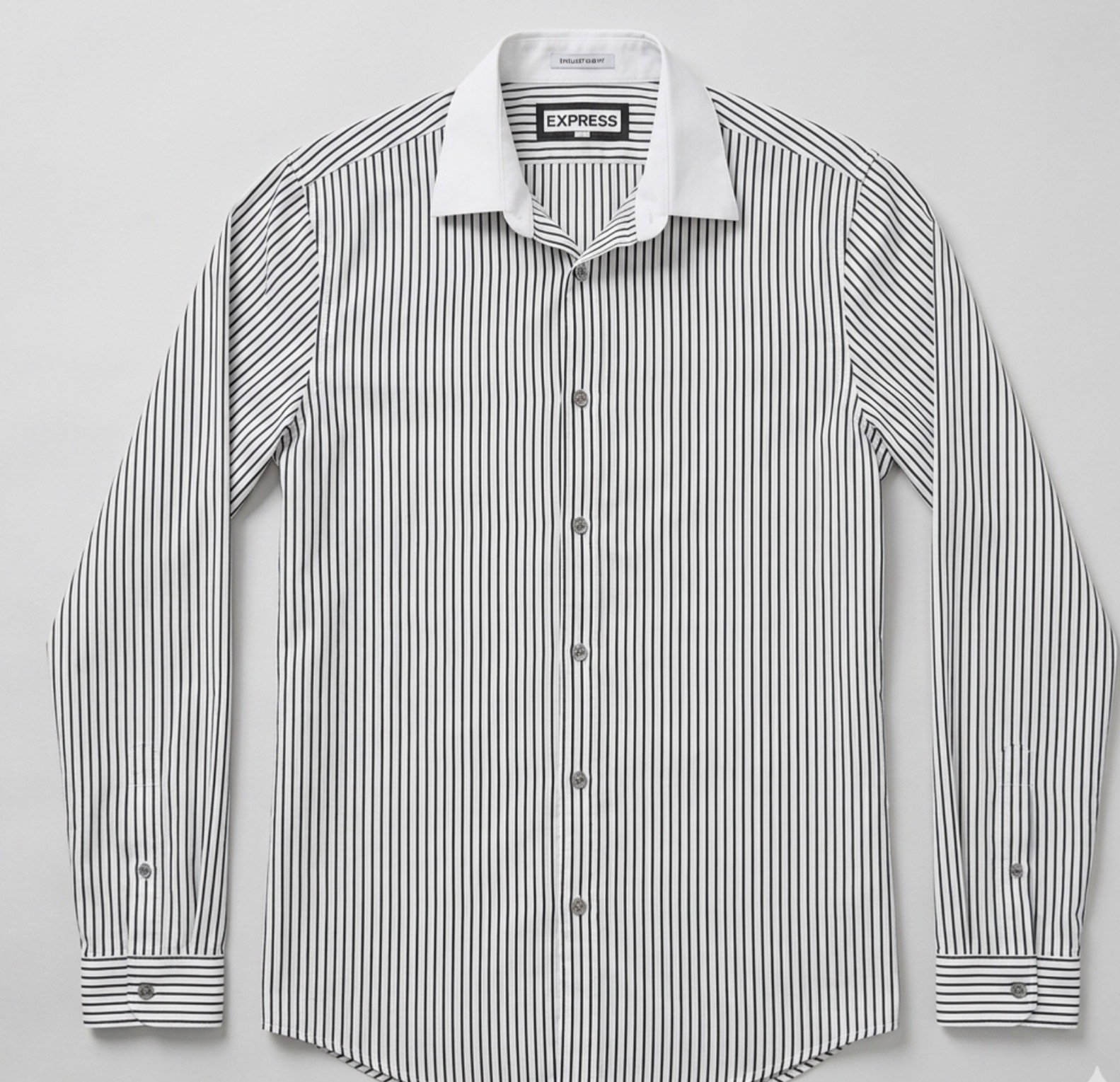 Express Women Black & White Striped Extra Slim Fit Dress Shirt Size M