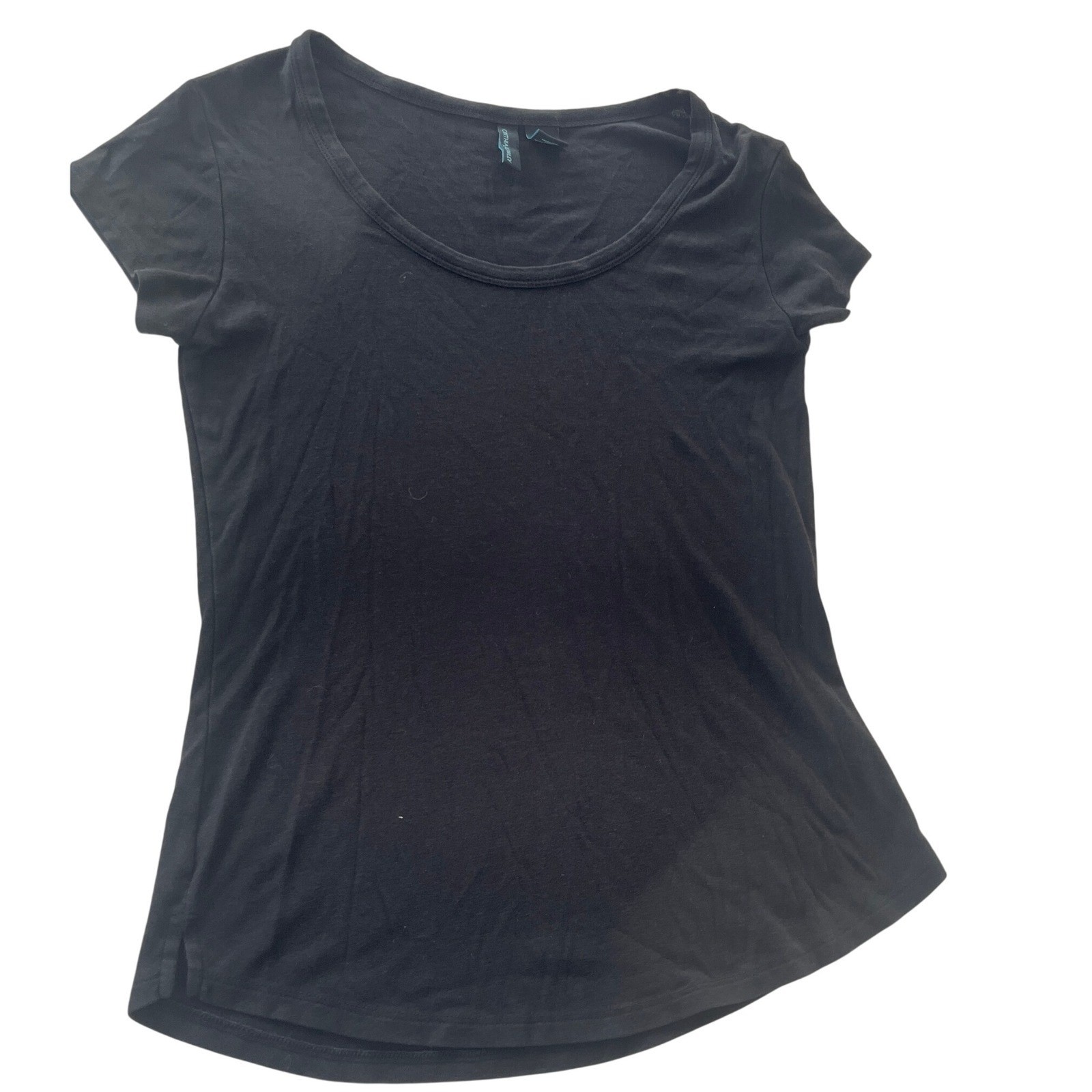 Cynthia Rowley Black Scoop Neck T Shirt Fits S Pima Cotton Modal Blend Clasic