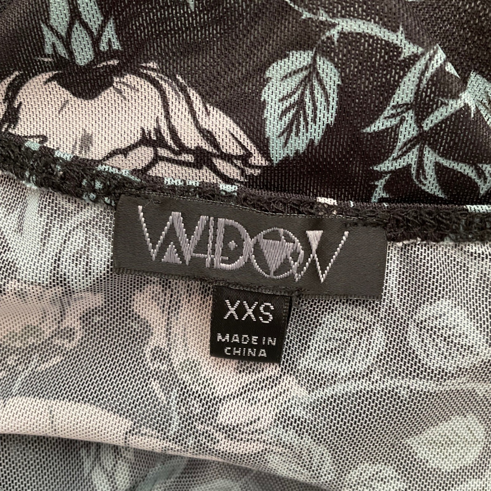 WIDOW XXS Black Floral Print Sheer Long Sleeve Ruffle Crop Top