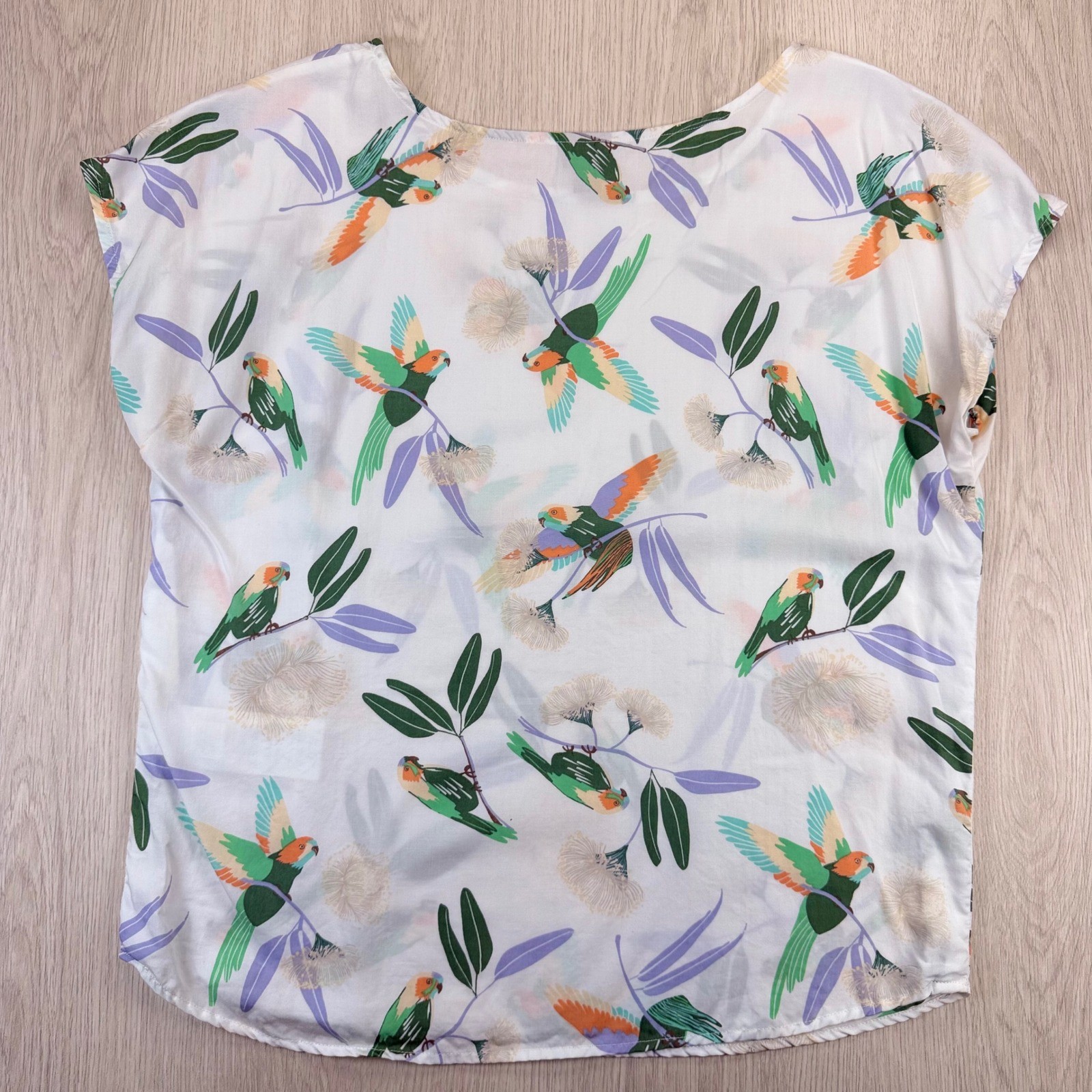 Bird Print Blouse Patagonia XS Tropical Nature Outdoor Travel