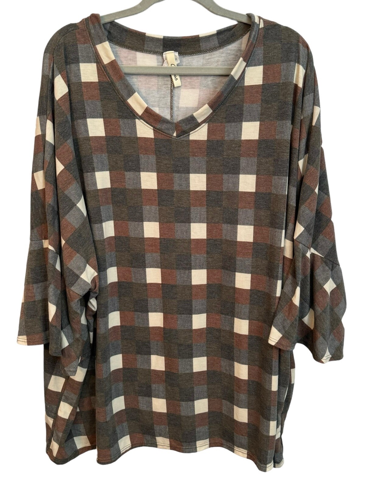 Crepas Blouse Size 2X/3X Gray Multi Sleeves 3/4 Women Top Blouse