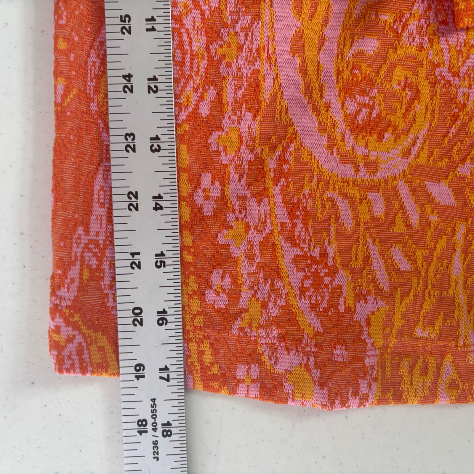 Zara Womens Orange Pink Paisley Jacquard Ruffle V-Neck Crop Top S Coquette Twee