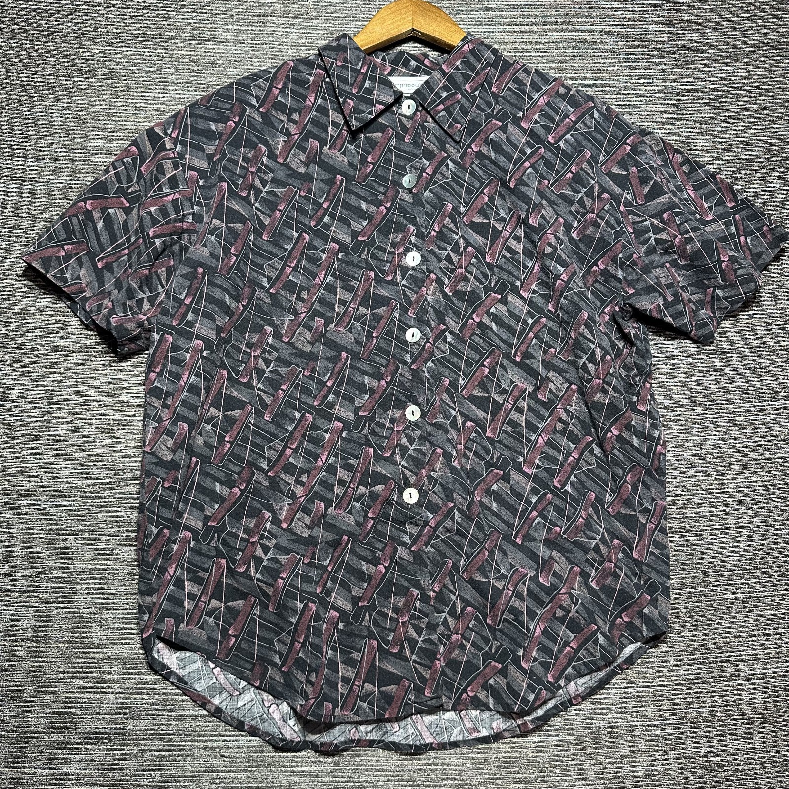 Impressions of California Shirt Women’s L Black Short Sleeve Button Up Vintage