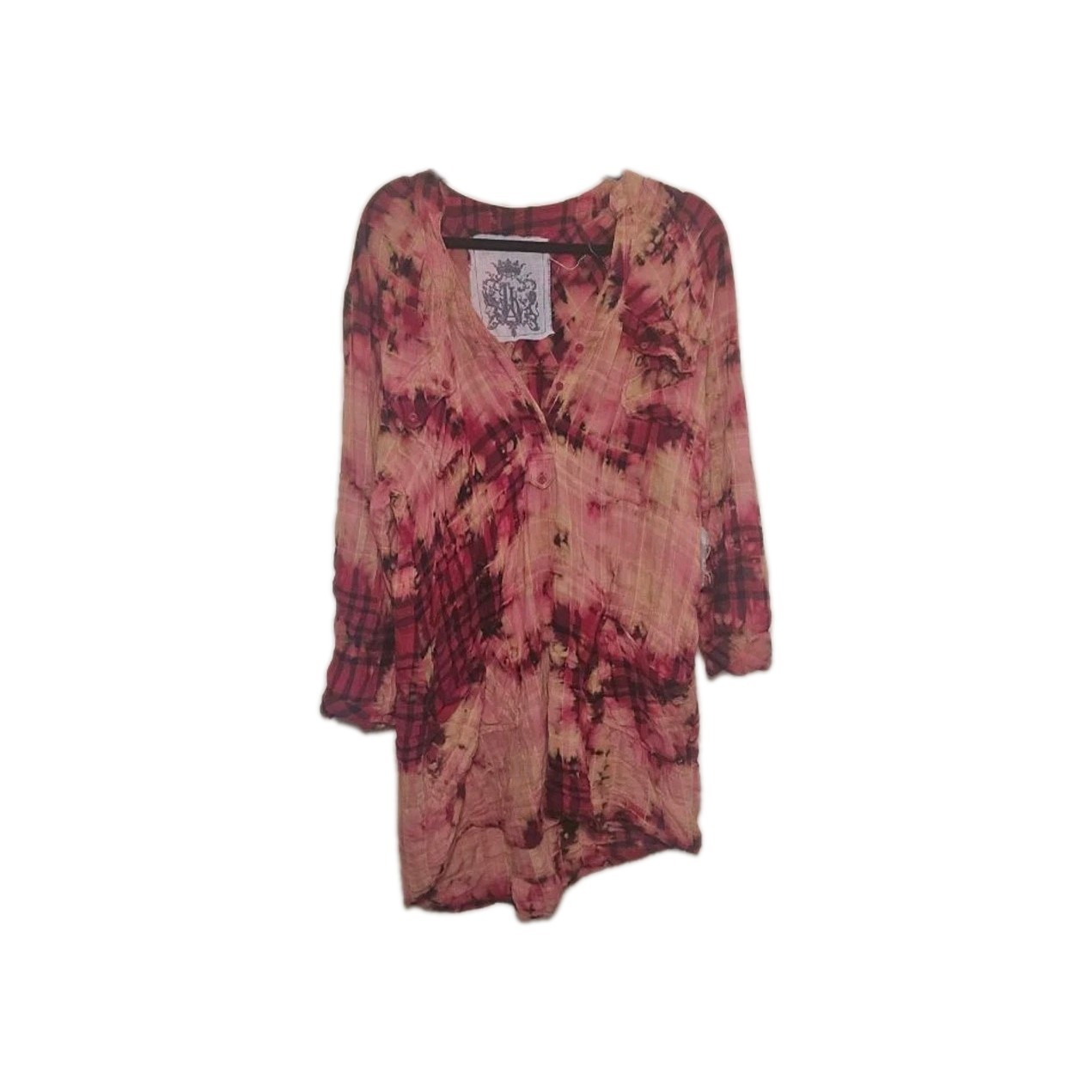 Women’s Jak Tunic M Red Pink Tie-Dye Plaid dress or tunic