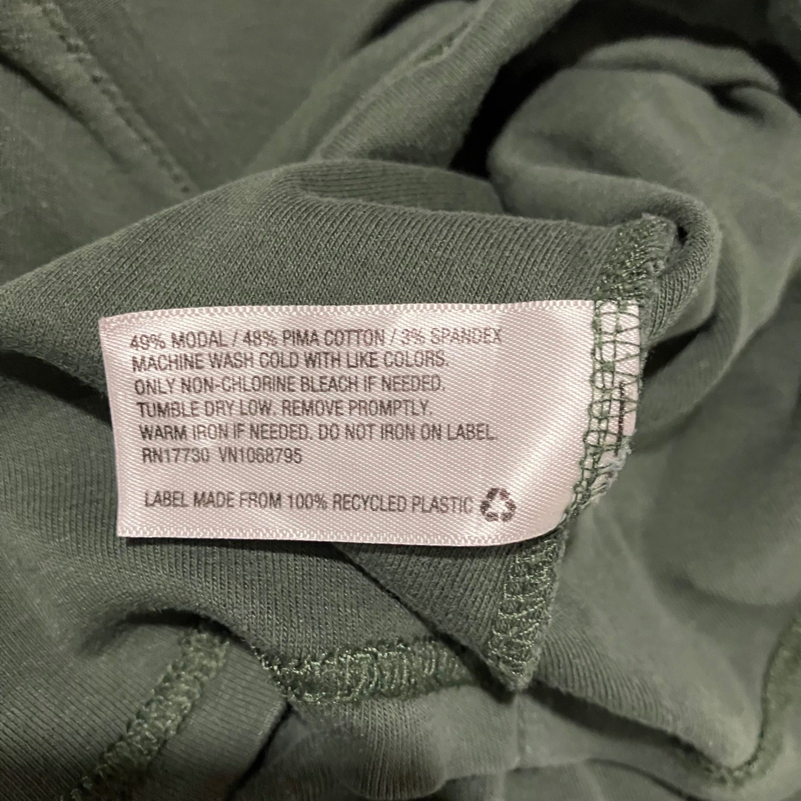 Basic L/S Top L Olive Green Solid Layering Earthy Neutral Pima Cotton Modal