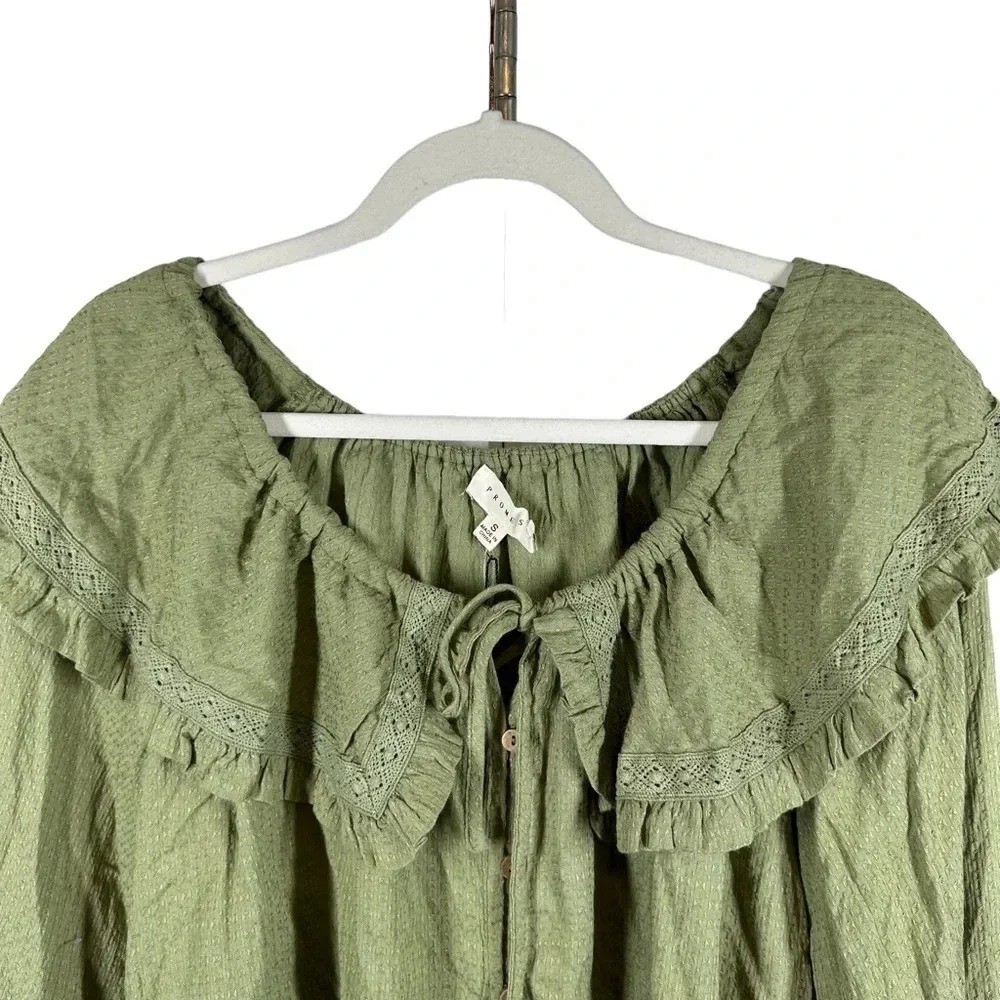 Promesa NWT Prairie Collar Green Button Front size Small NWT Feminine Girlie