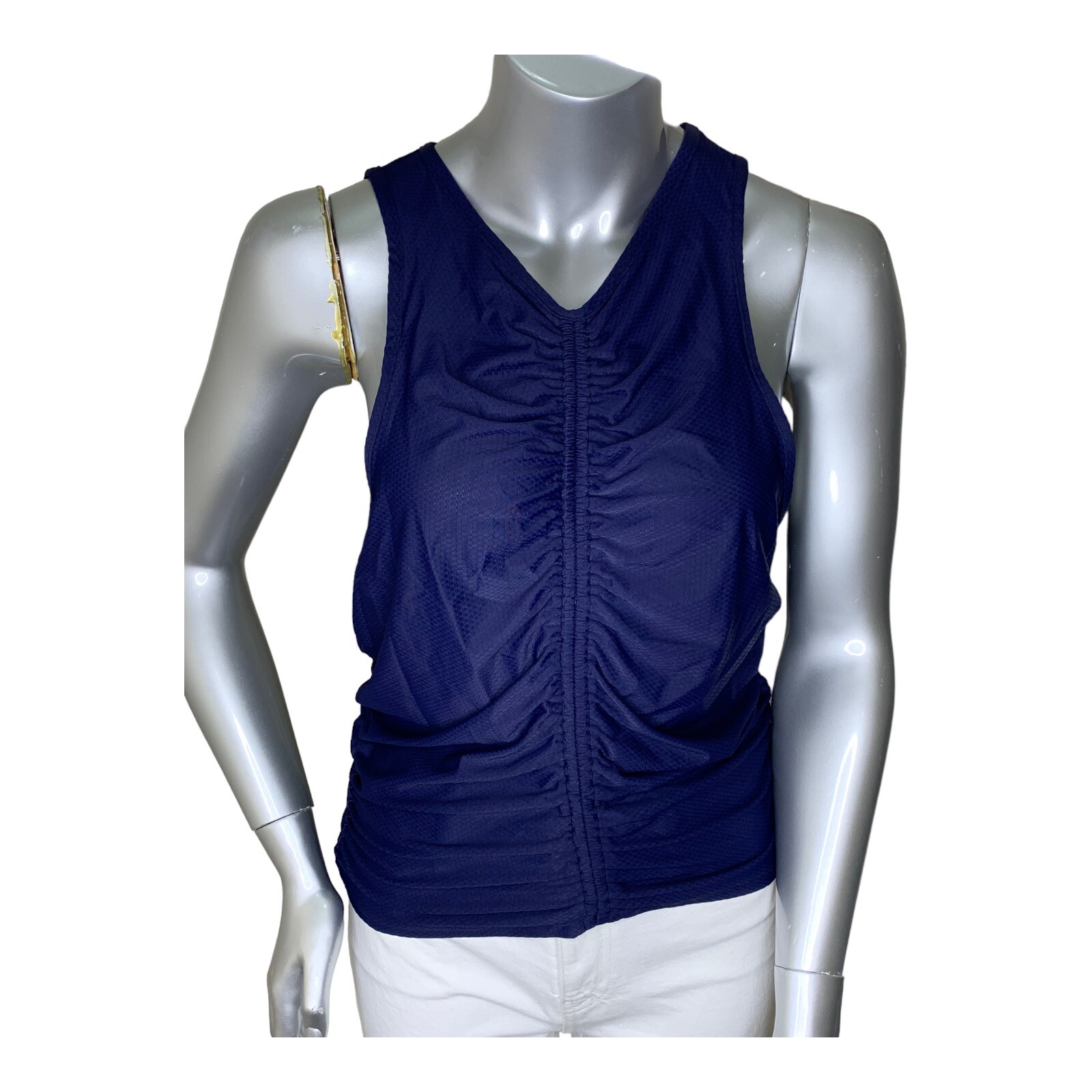 Leyden NWT L Junior Blue Ruched Tunic Sleeveless Short $59 #1588D